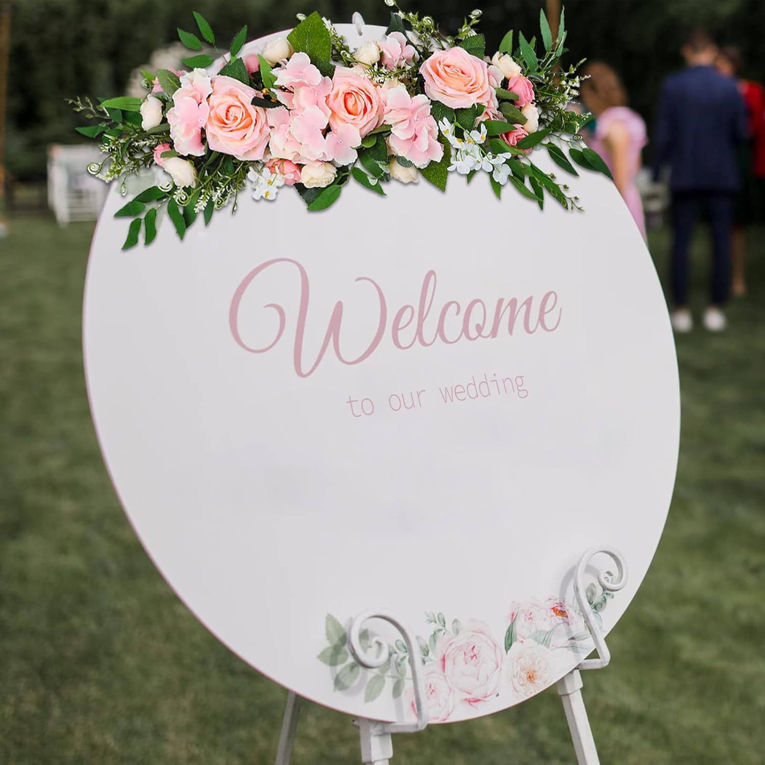 Artificial Rose Wedding Arch Decor Pink Floral Swag