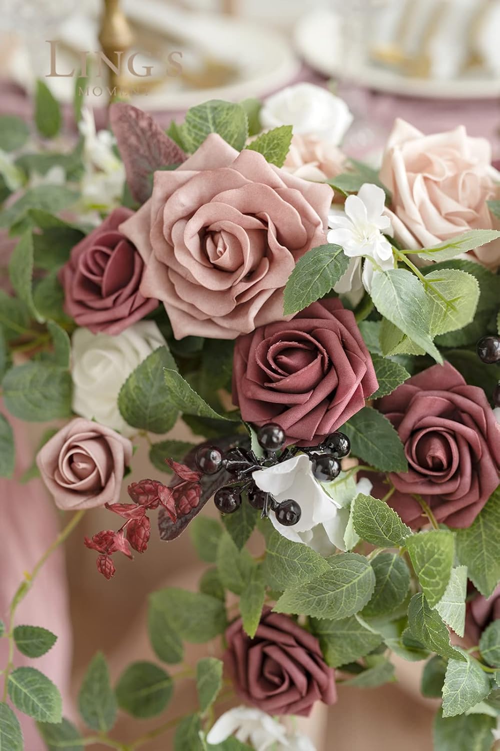Lings Moment 2PCS Dusty Rose Mauve Artificial Floral Swags