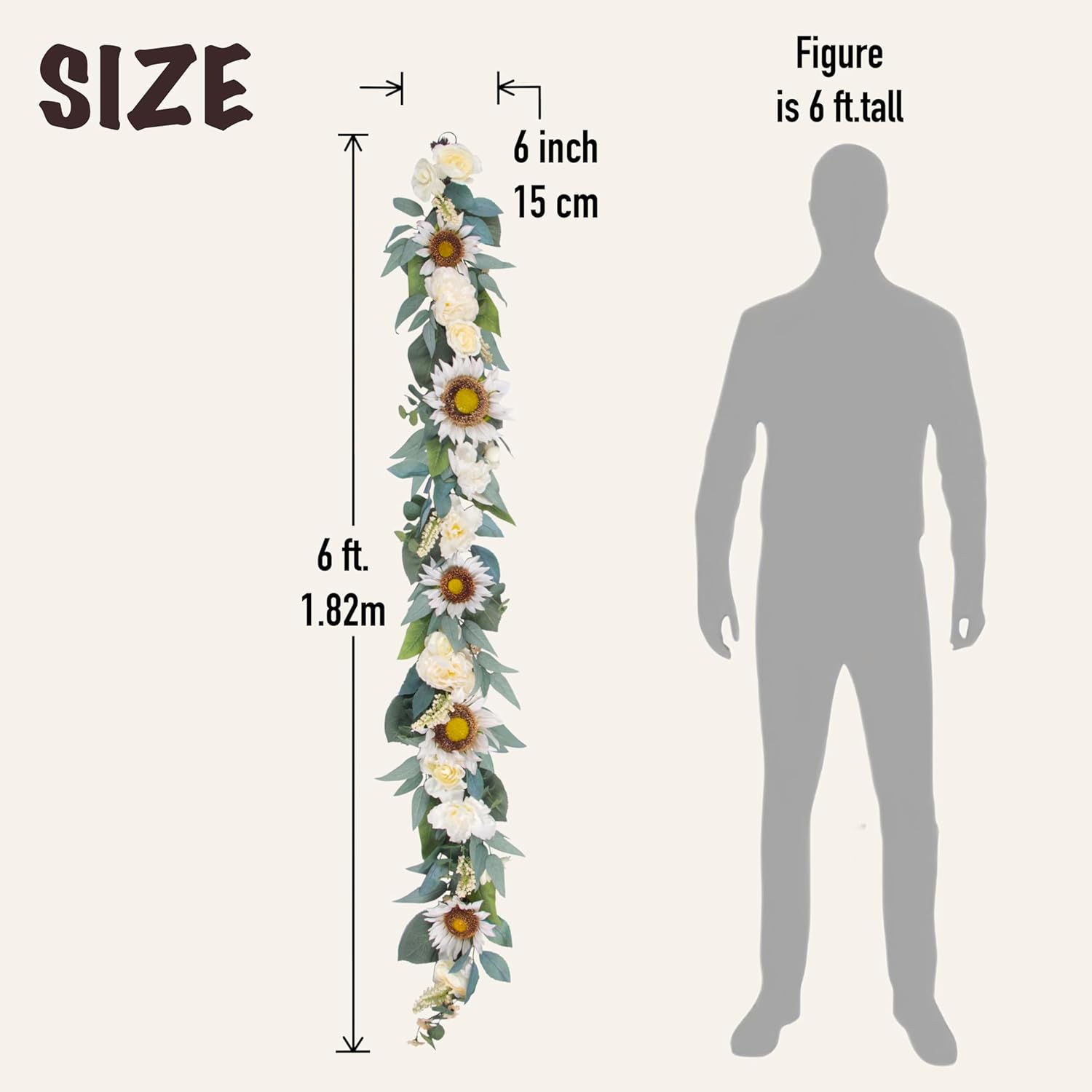 6 Ft Warm White Artificial Flower Garland Decor