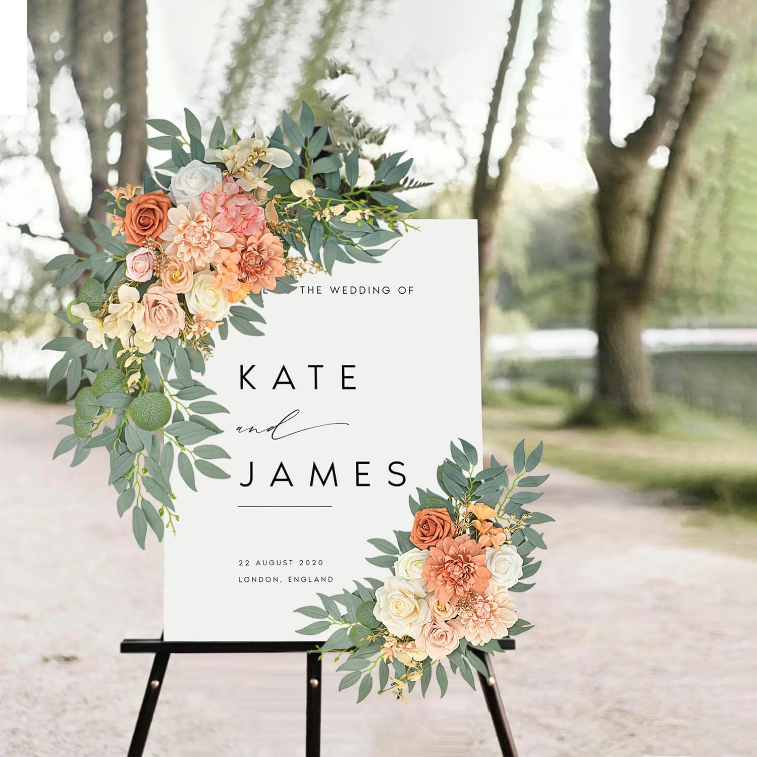 Burnt Orange Artificial Wedding Arch Flowers Set of 2