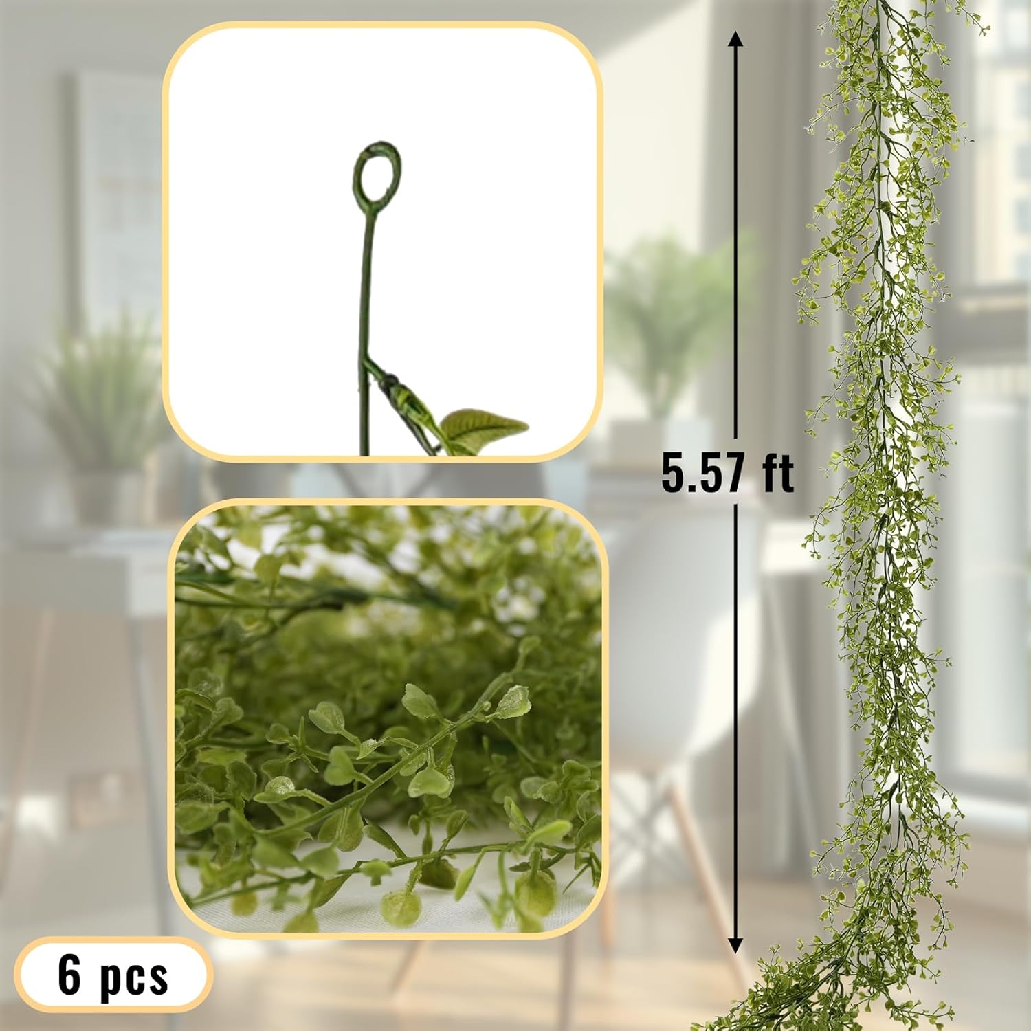 6 Pack 557ft Artificial Greenery Garland for Home Decor