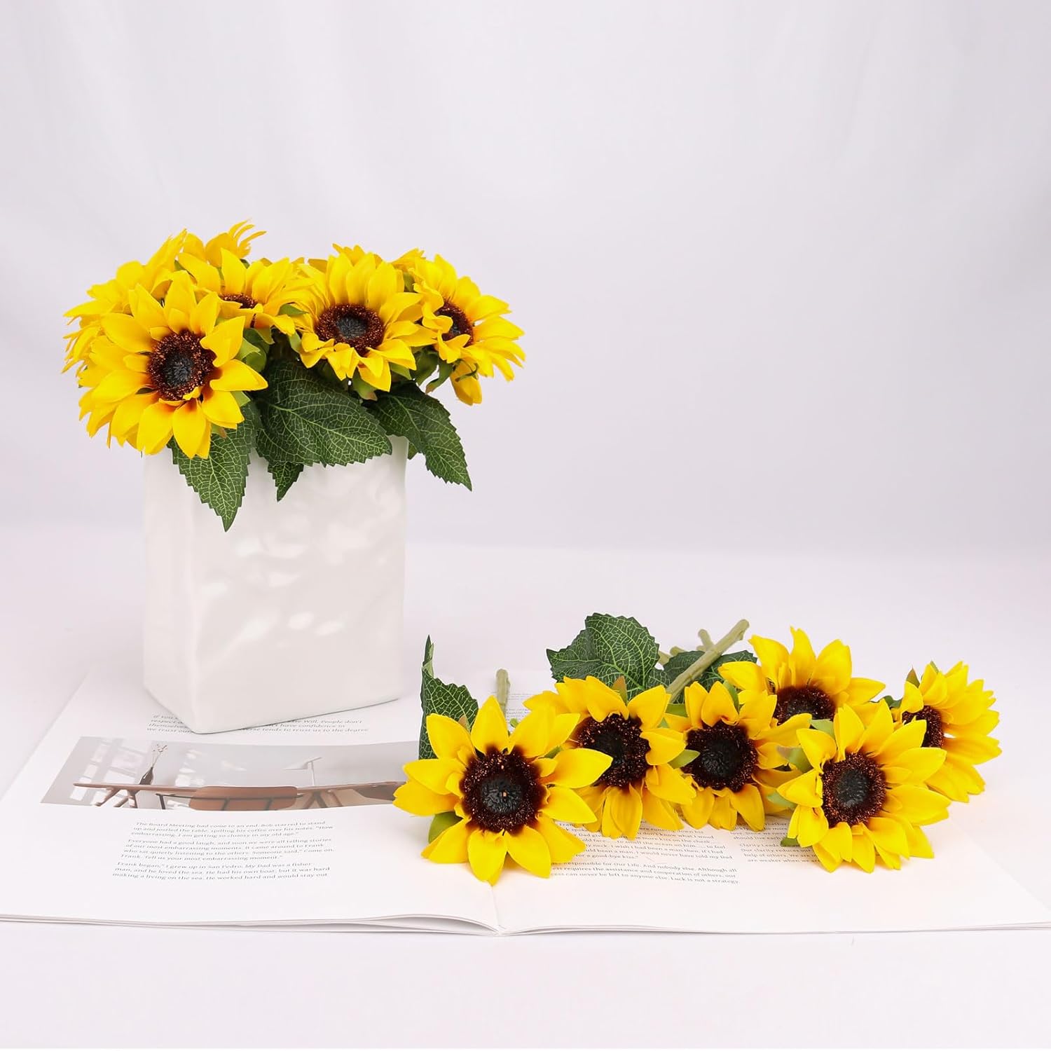 6PCS Artificial Sunflowers Bouquet Faux Flowers for Decor