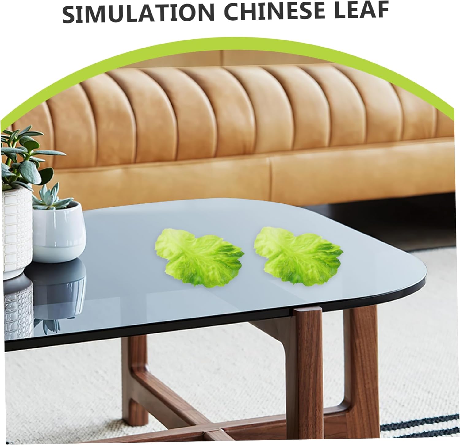 VICASKY 4pcs Artificial Lettuce Leaves Realistic Kitchen Decor