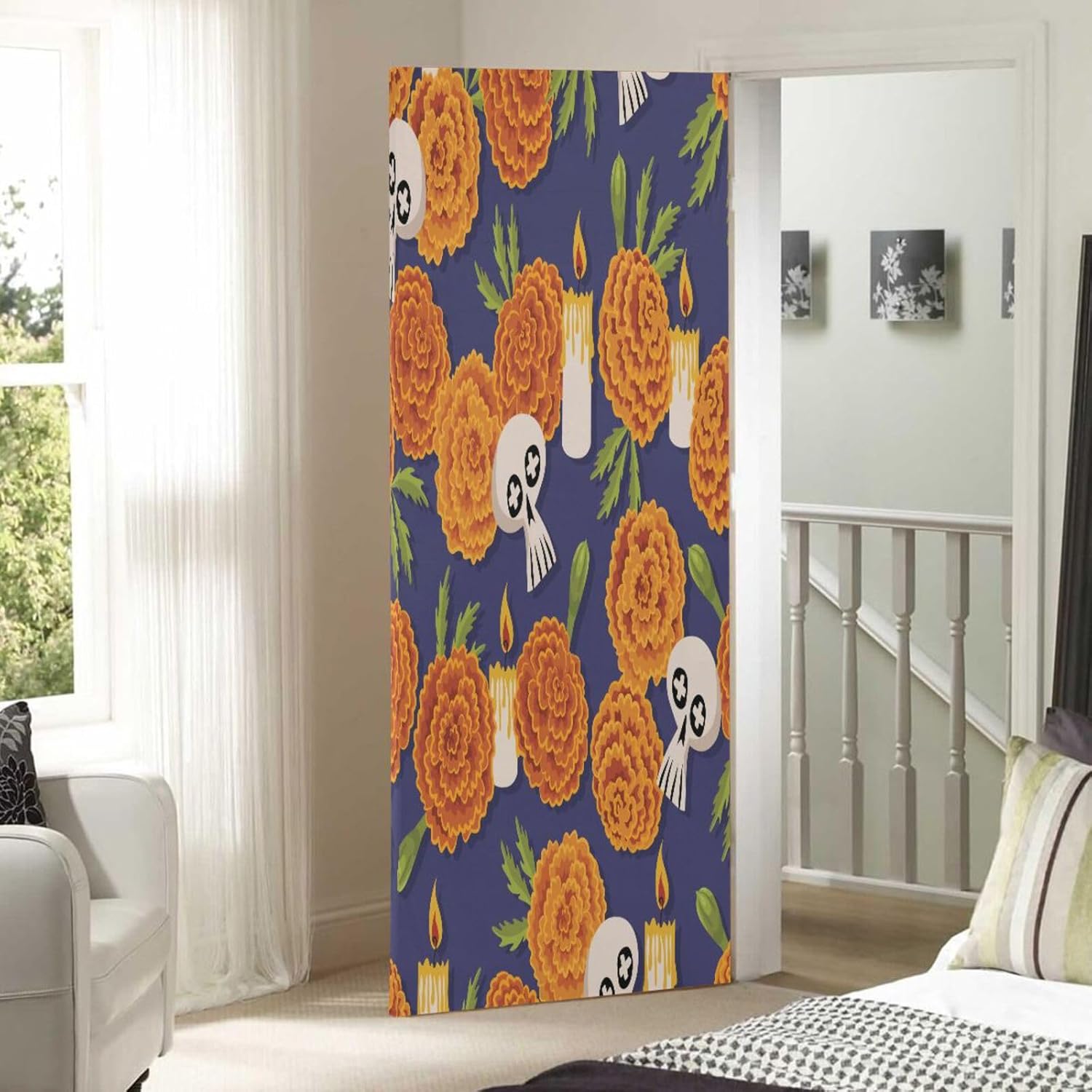 Susiyo Marigold Flowers Halloween Door Decor Cover