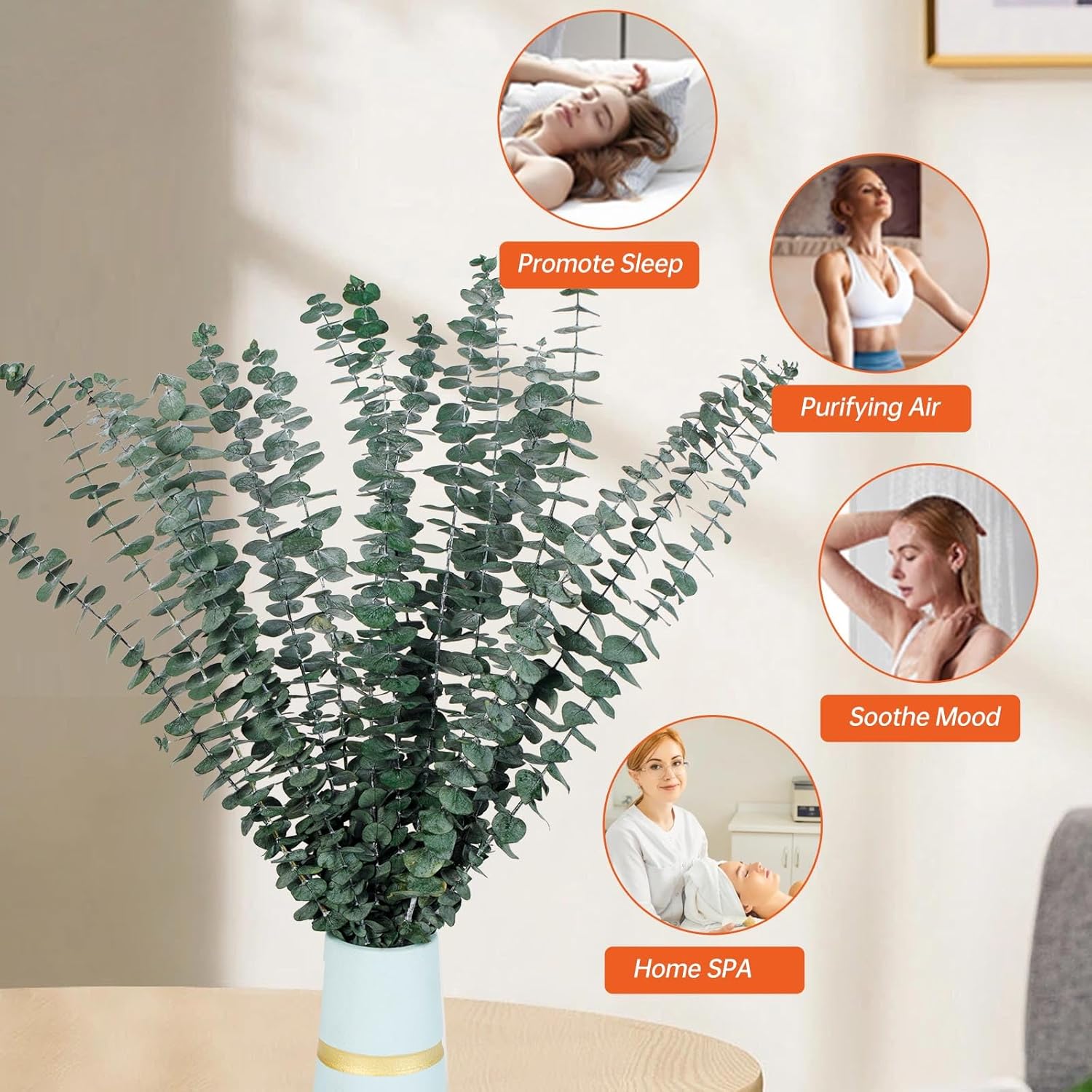 20 Pcs Dried Eucalyptus Stems for Spa Bathroom Decor