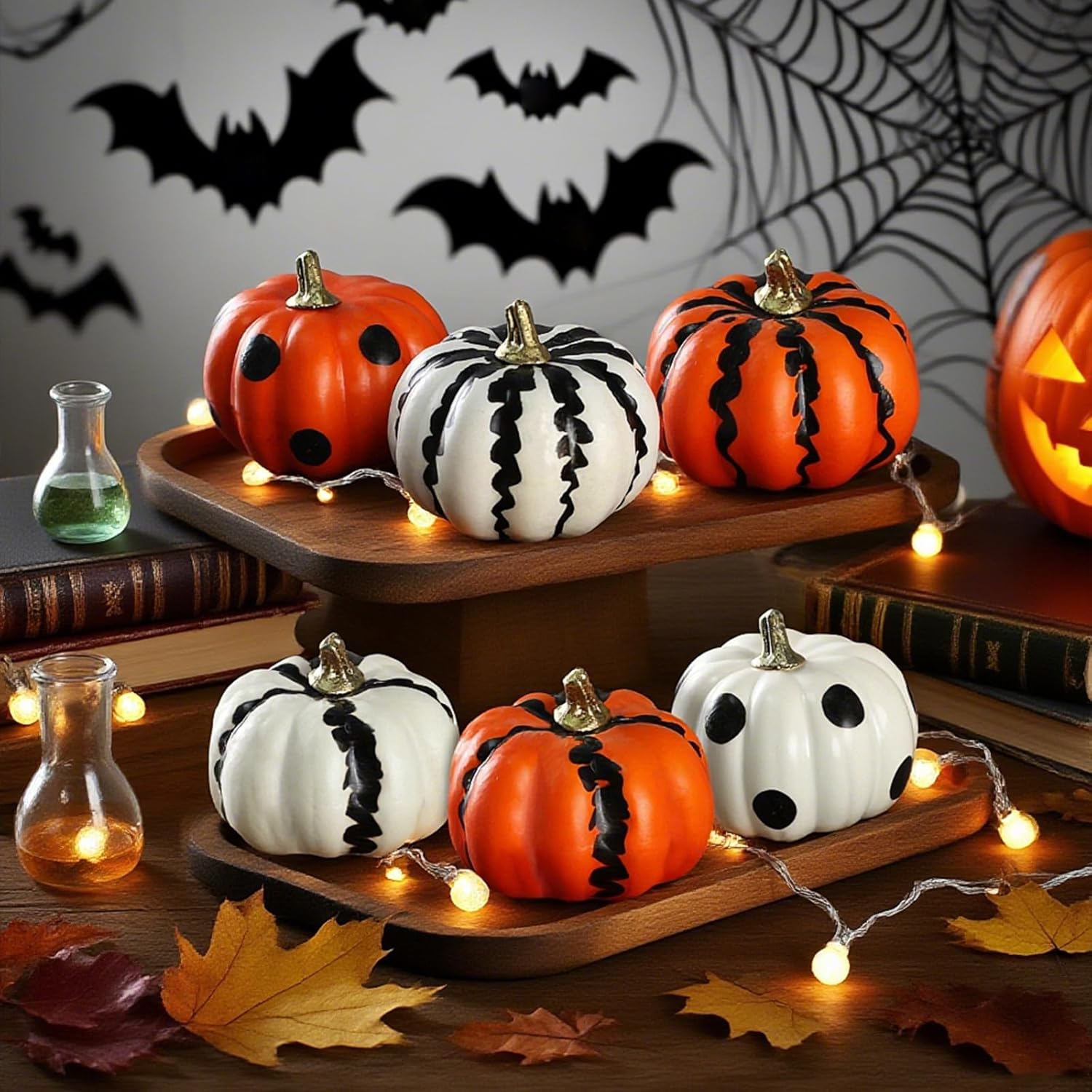 LuckyEra Fall Decor 6Pcs Realistic Foam Pumpkins