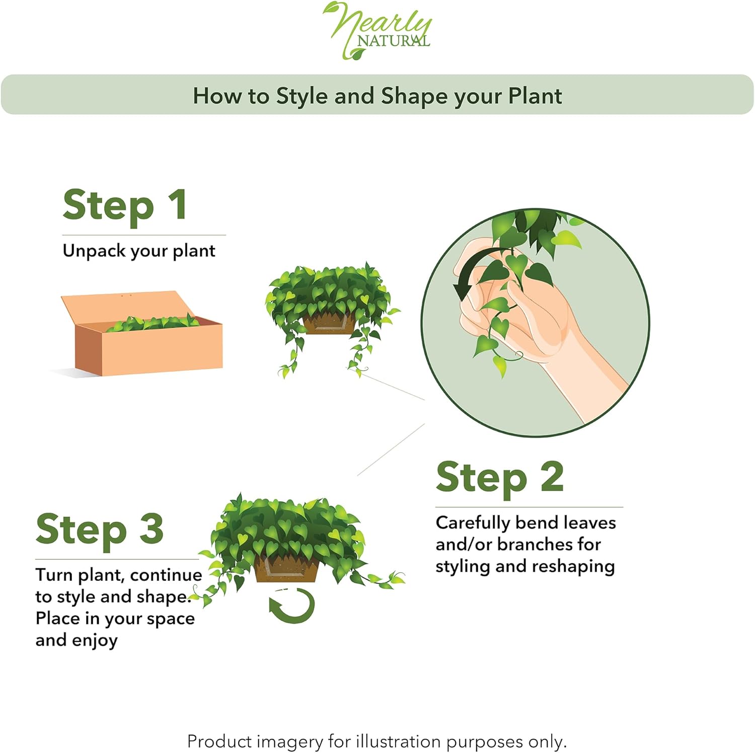 Nearly Natural Pothos Plant with Ledge Basket Green