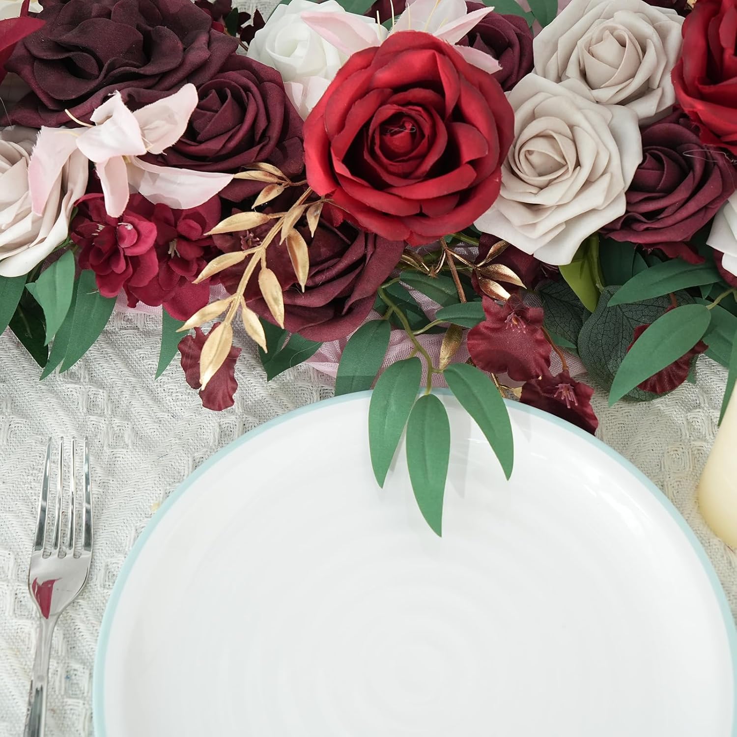 2PCS Red Artificial Rose Garland Wedding Decor