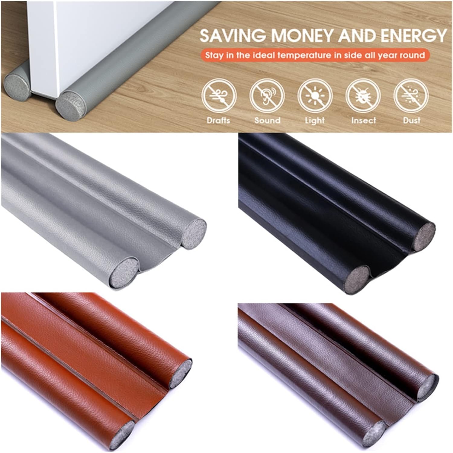 Jinghong PU Leather Door Bottom Sealing Strip Beige