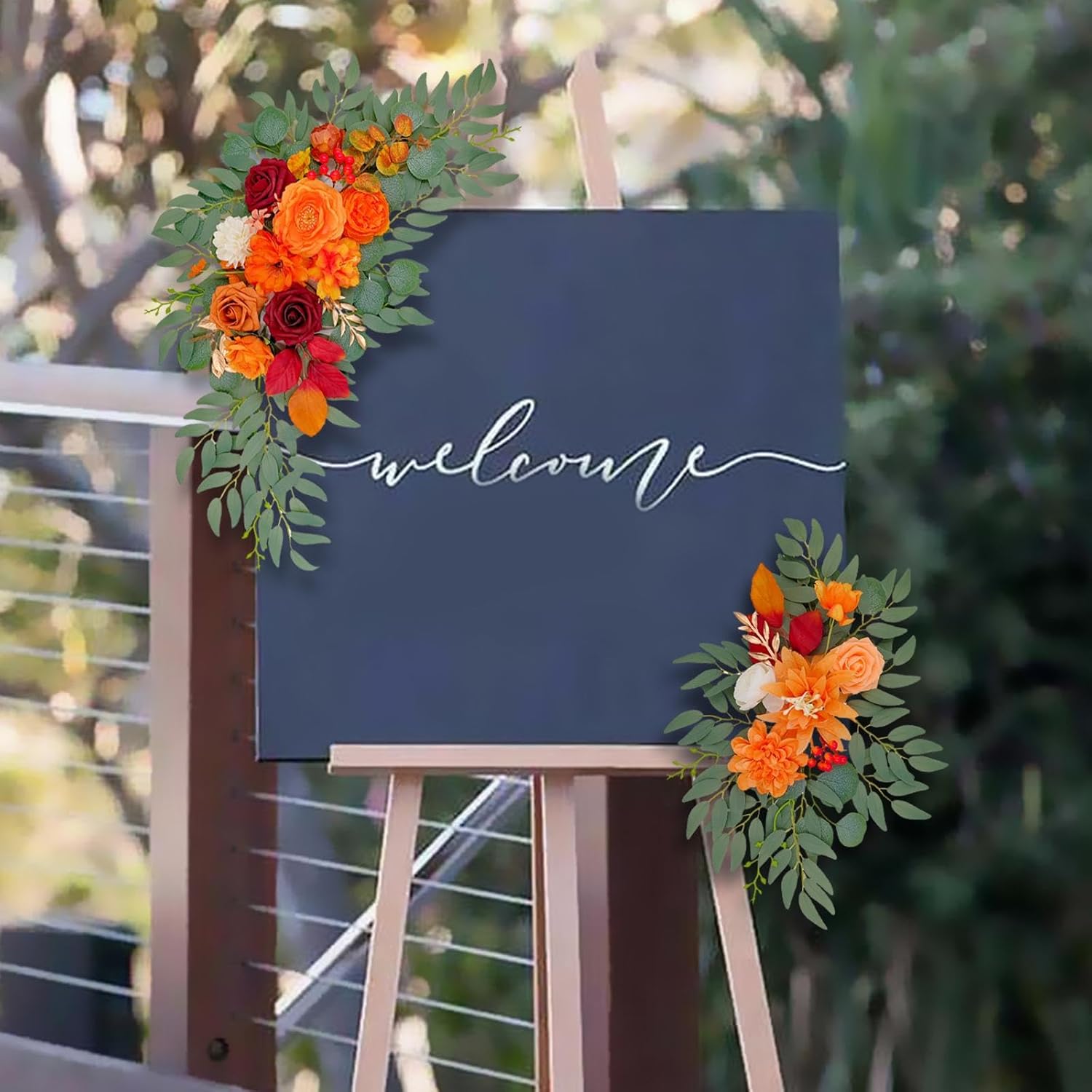 Menolana 2X Artificial Orange Floral Swag Wedding Arch Decor