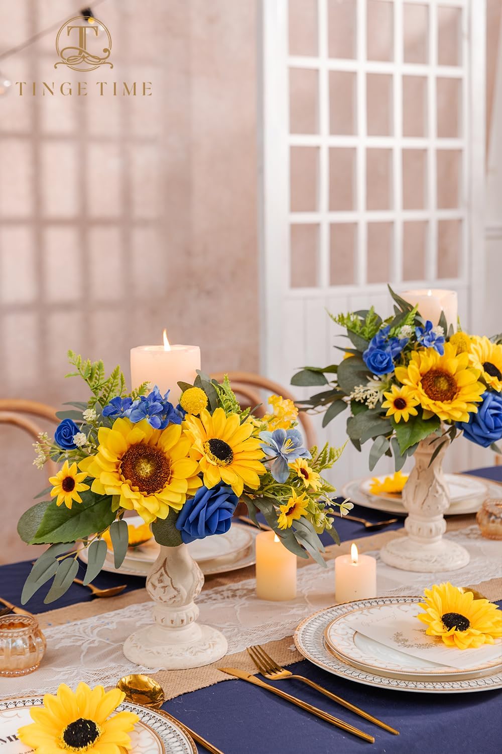 TINGE TIME 2pcs Artificial Flower Candelabras for Wedding Decor