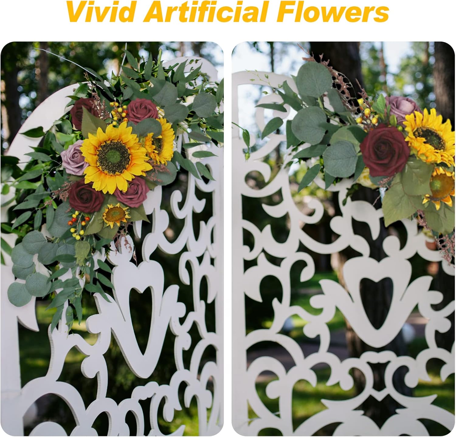 AMLESO Artificial Wedding Arch Flowers Kit 2pcs