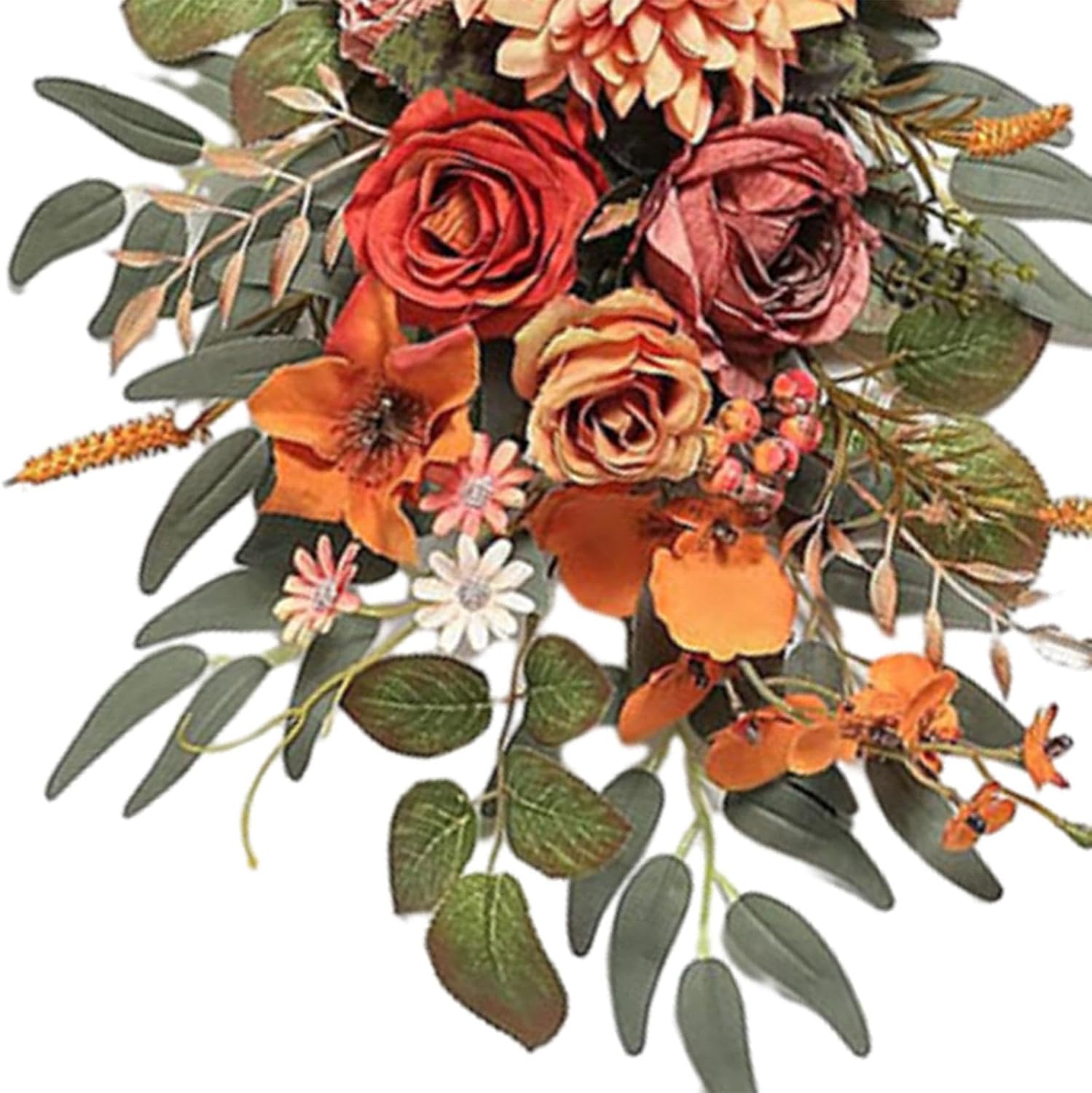 2 Pieces Orange Artificial Flowers Wedding Arch Wreath