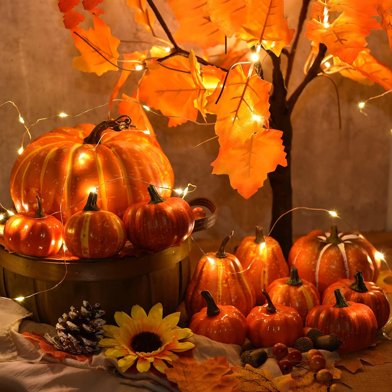 DearHouse 12Pcs Artificial Pumpkin Set for Autumn Decor
