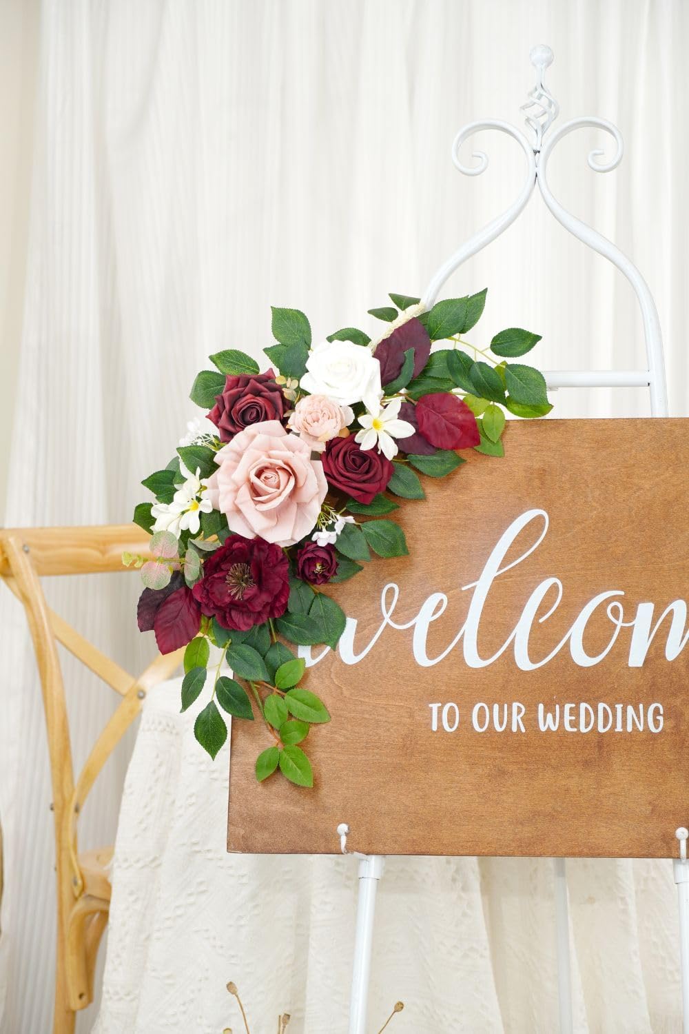 Piklado Wedding Decor Welcome Sign Flower Backdrop Garland 1