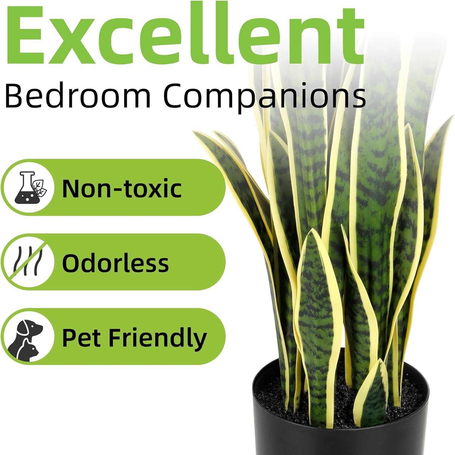 KOL 3ft 2PCS Artificial Snake Plant Yellow