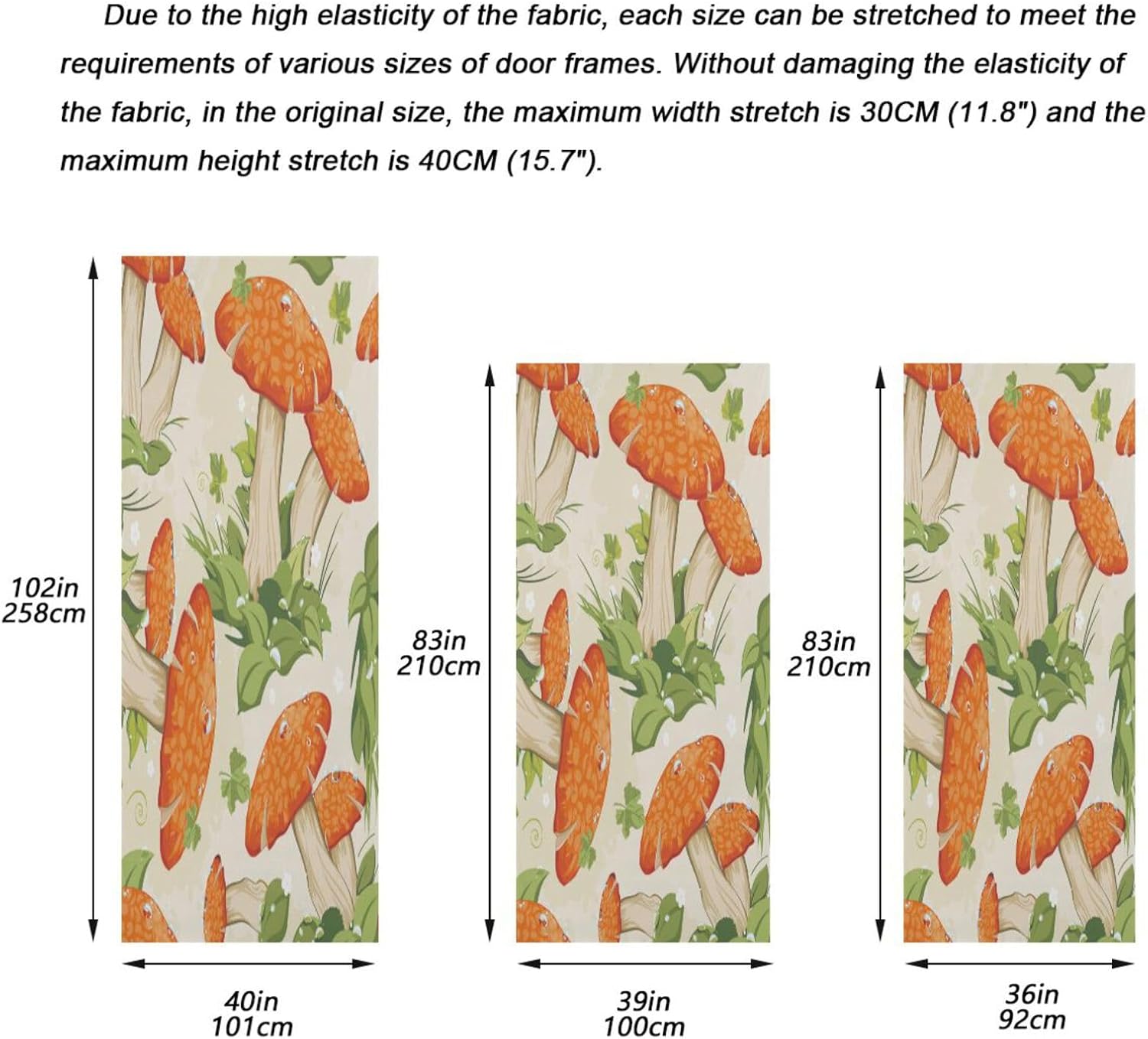 Susiyo Retro Autumn Mushrooms Halloween Door Cover Stretch Fabric 32x79 in
