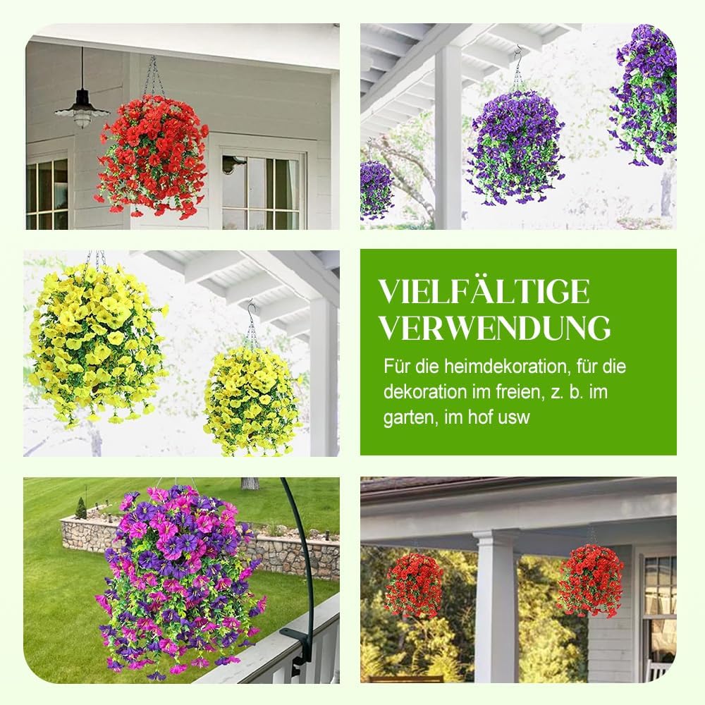 Artificial Hanging Morning Glory Flowers with Eucalyptus Leaves Pink