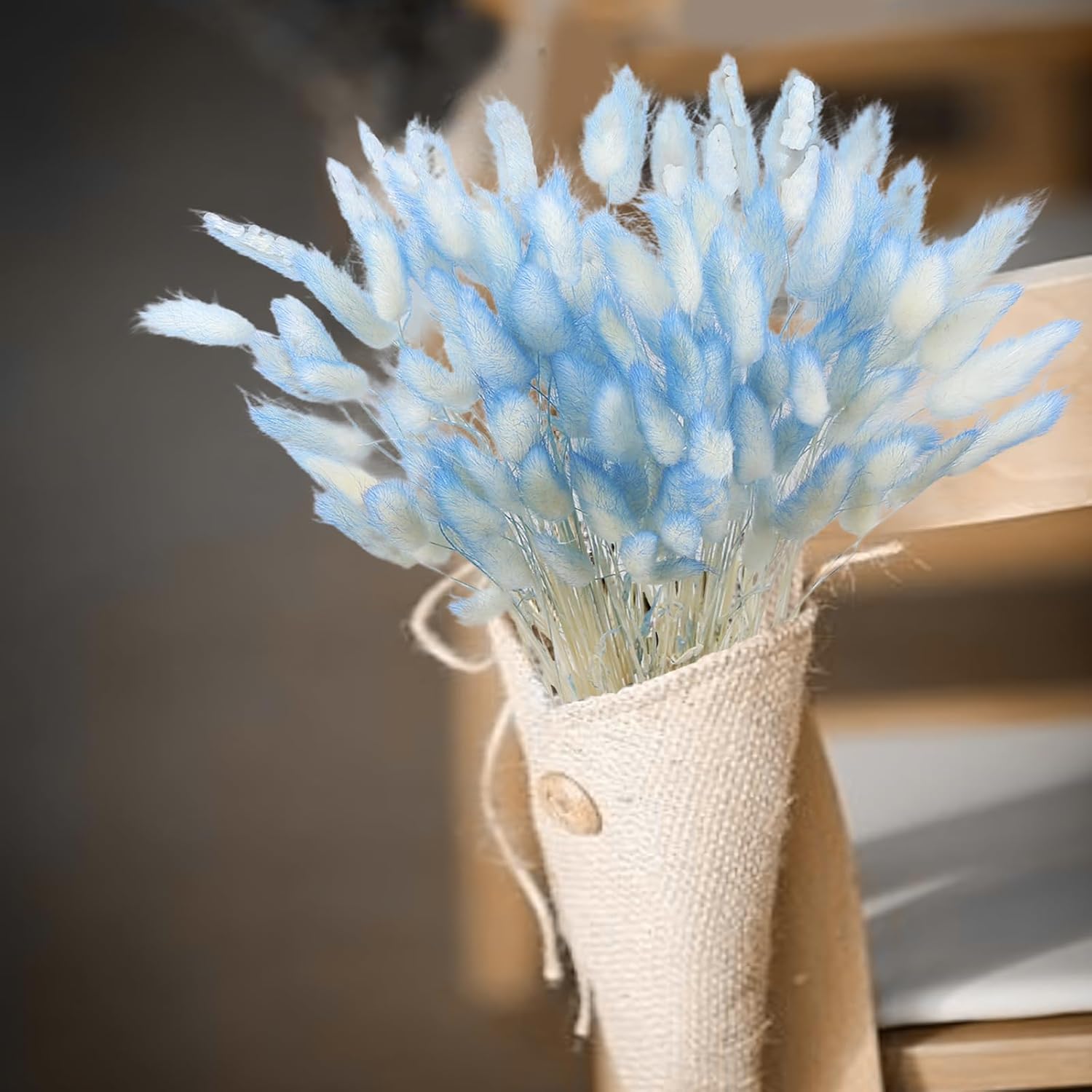 120 Pcs Blue Dried Bunny Tails Floral Decor