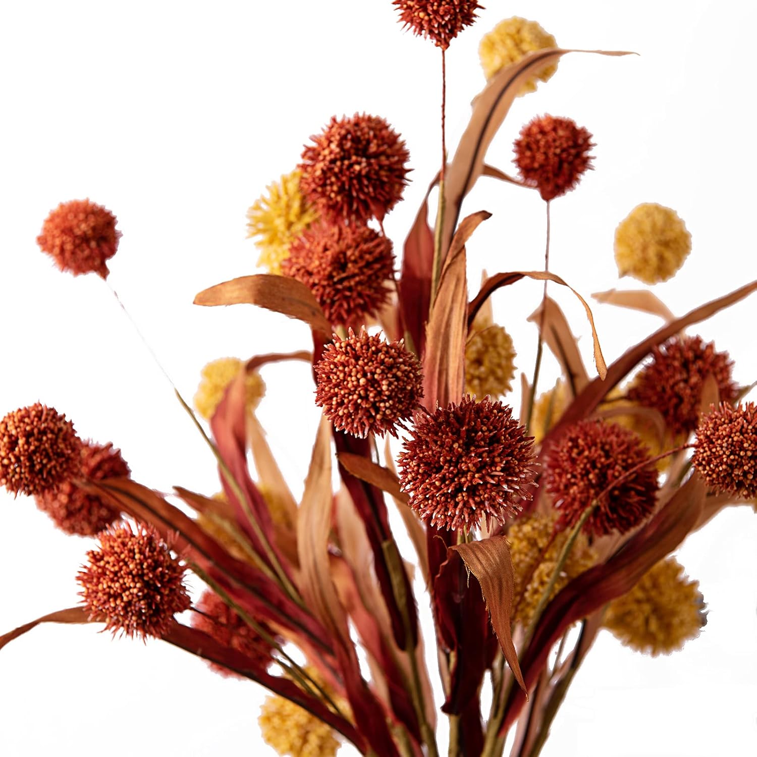 WESAIL Thistle Globe Artificial Flowers Bouquet 2 Pack
