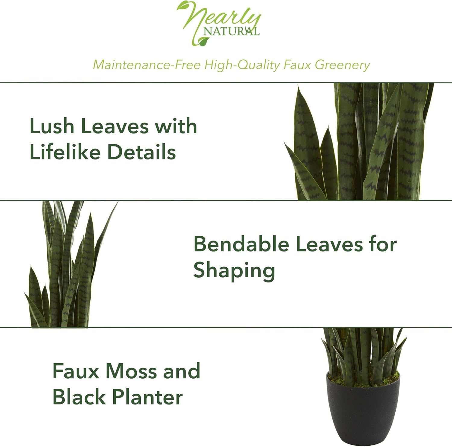 Nearly Natural 46 Inch Sansevieria Artificial Silk Plants Green