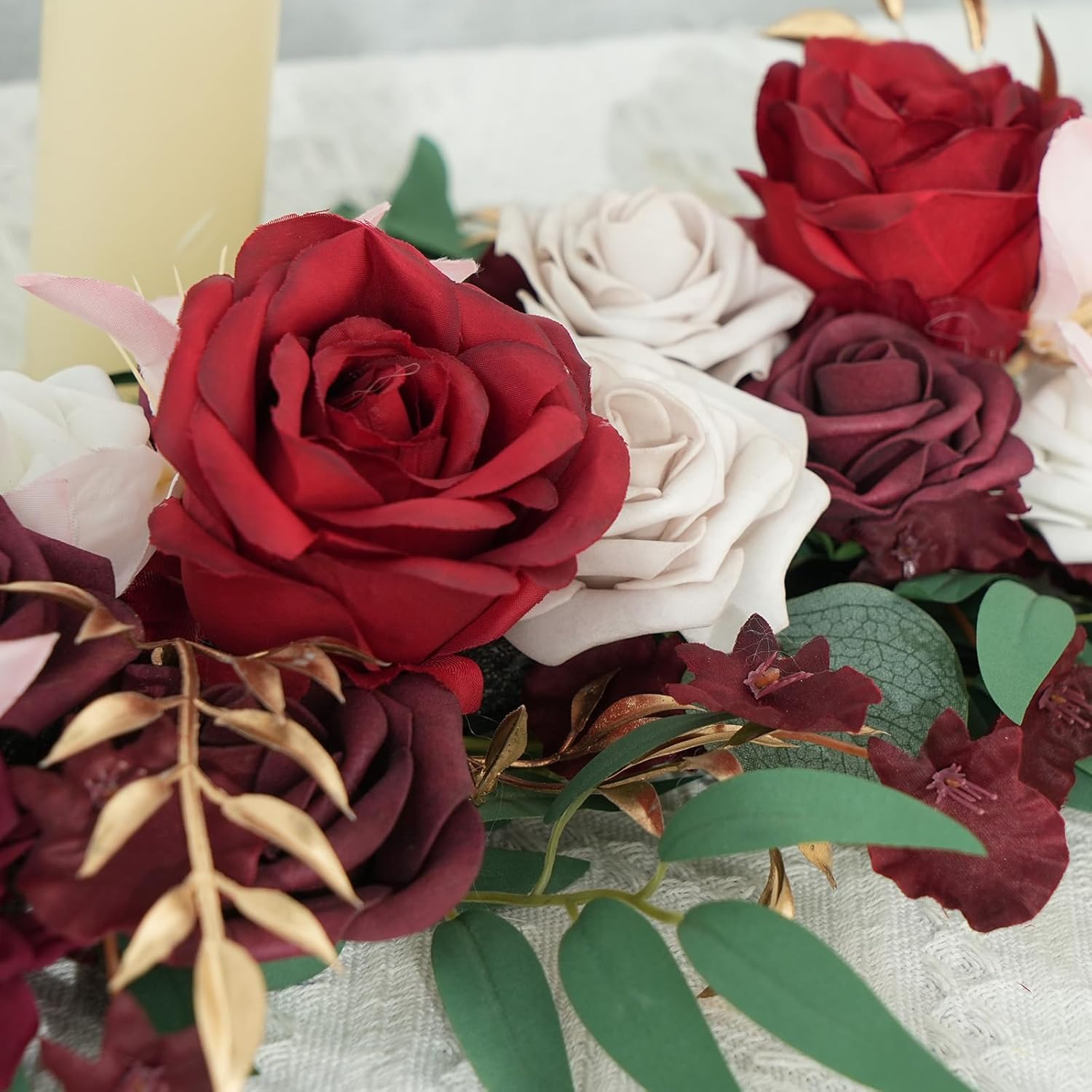 2PCS Red Artificial Rose Garland Wedding Decor
