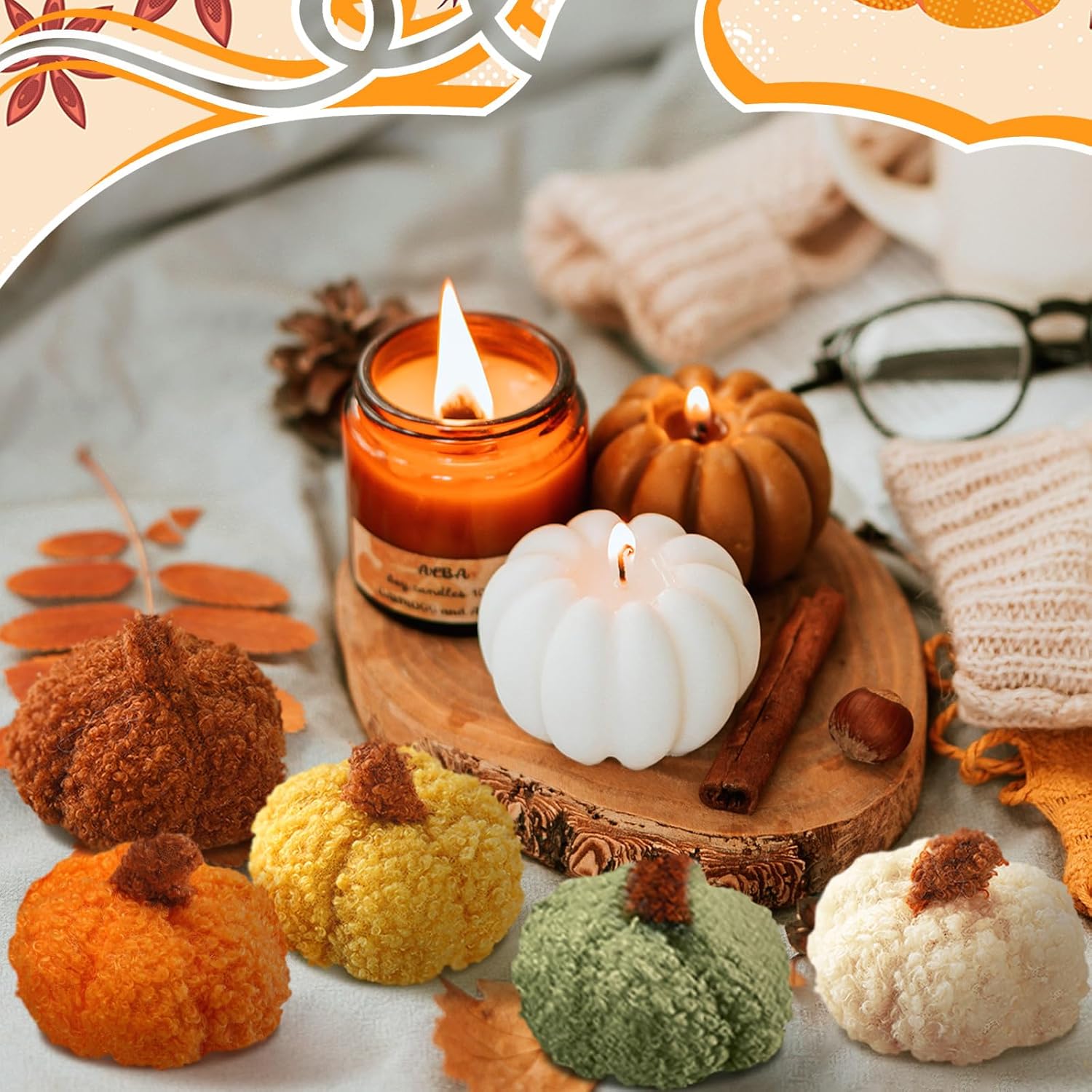 9 Pcs Mini Fleece Pumpkins Fall Decor