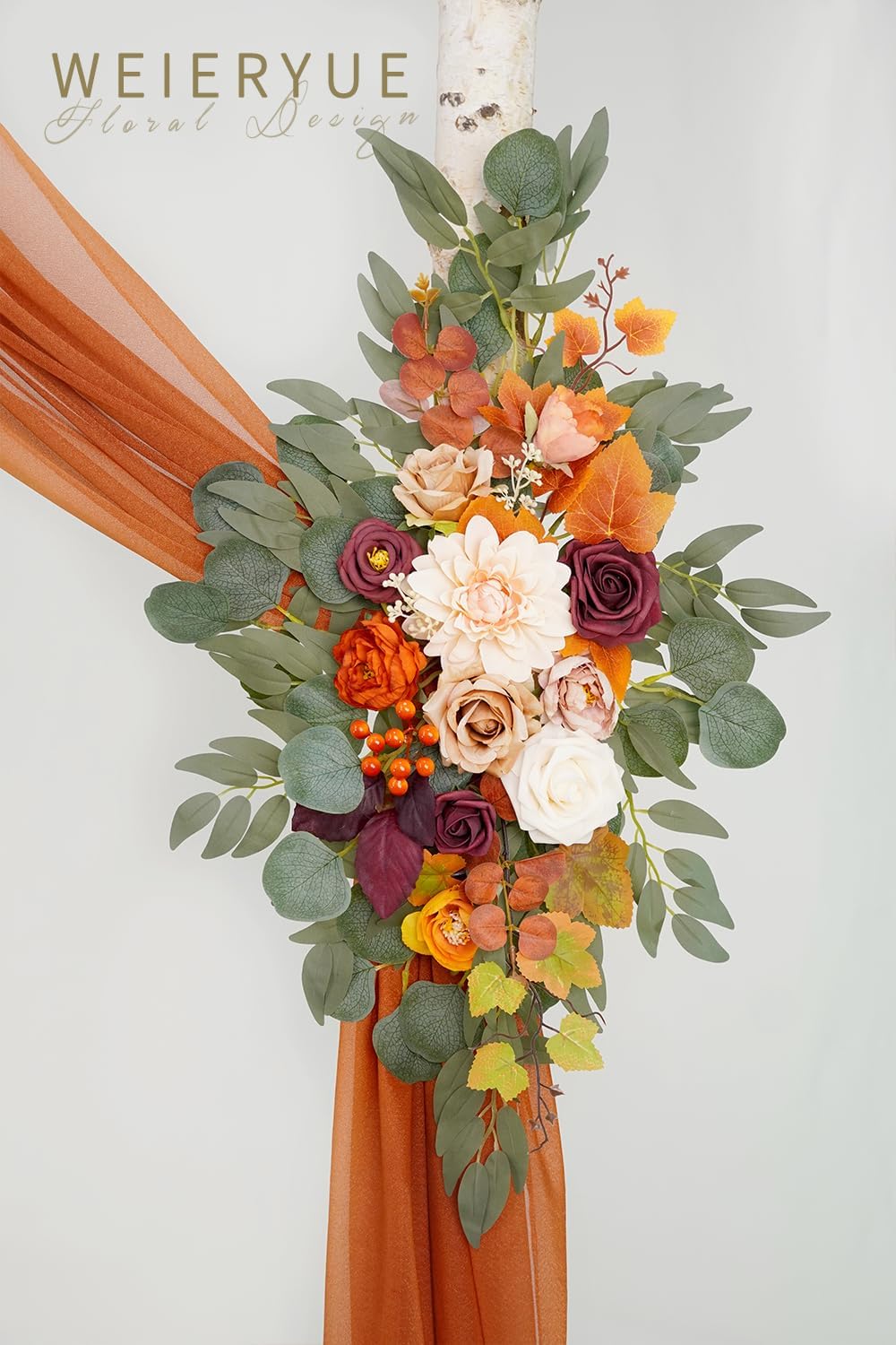 Wedding Arch Flowers Kit with Sheer Drape and Zip Ties