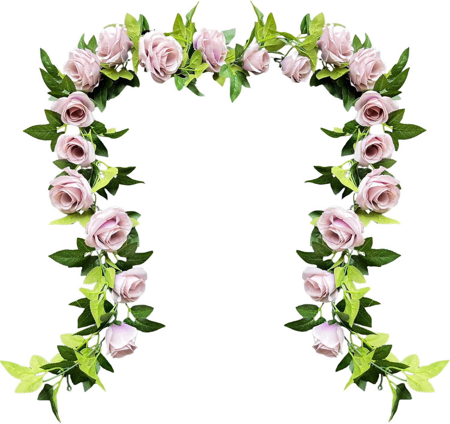 UKELER 2 Pack Artificial Rose Garland 14FT Light Purple
