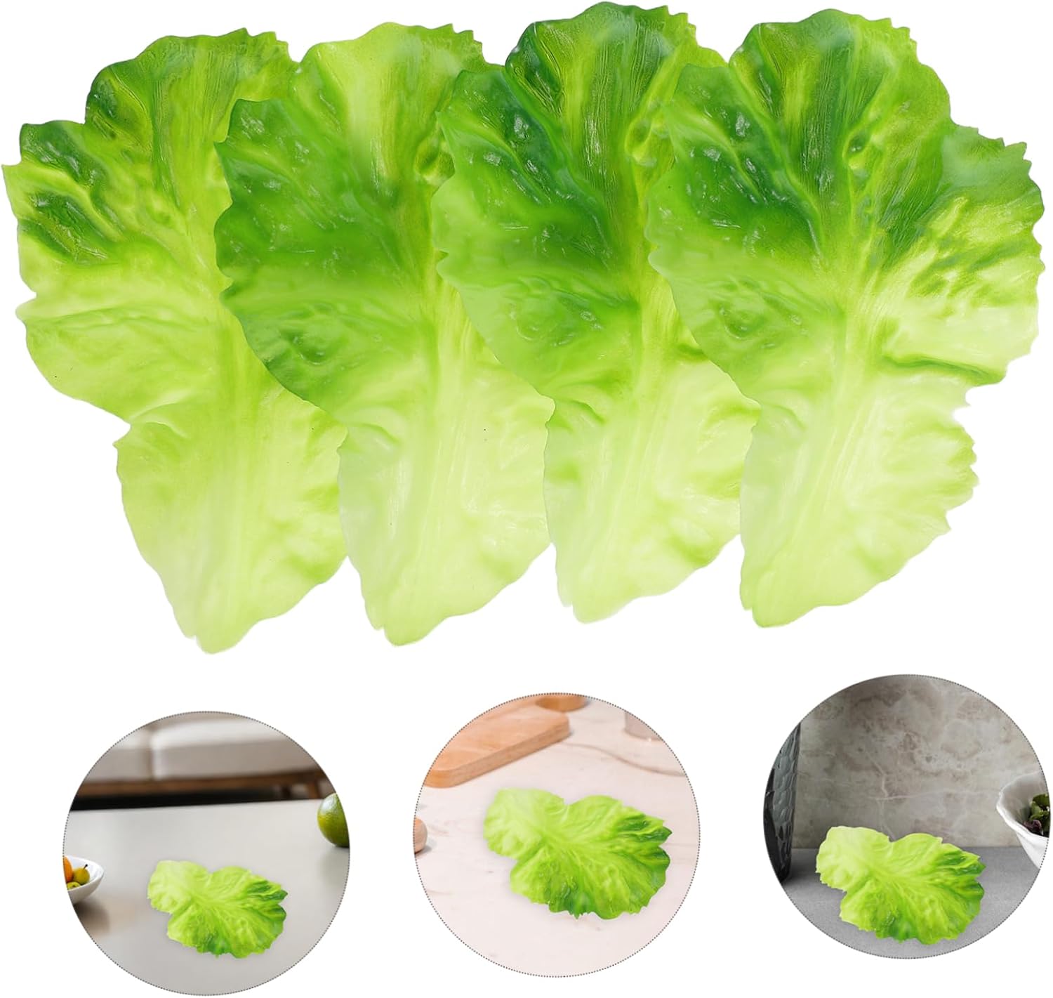 VICASKY 4pcs Artificial Lettuce Leaves Realistic Kitchen Decor