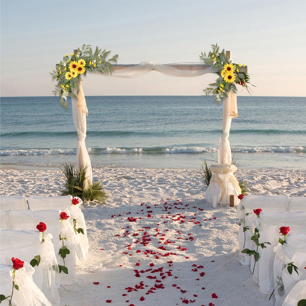 JOYWU Wedding Arch Flowers Set of 2 with Green Leaves Sunflower