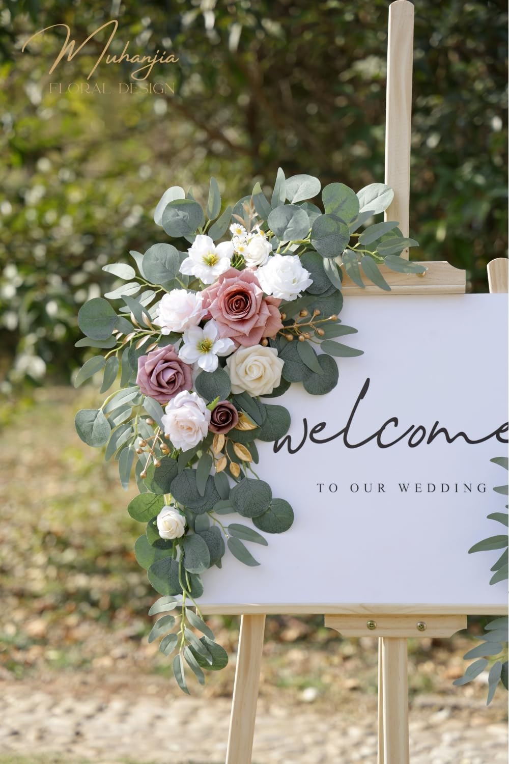 Muhanjia Wedding Sign Faux Flower Swag Pack of 2 1