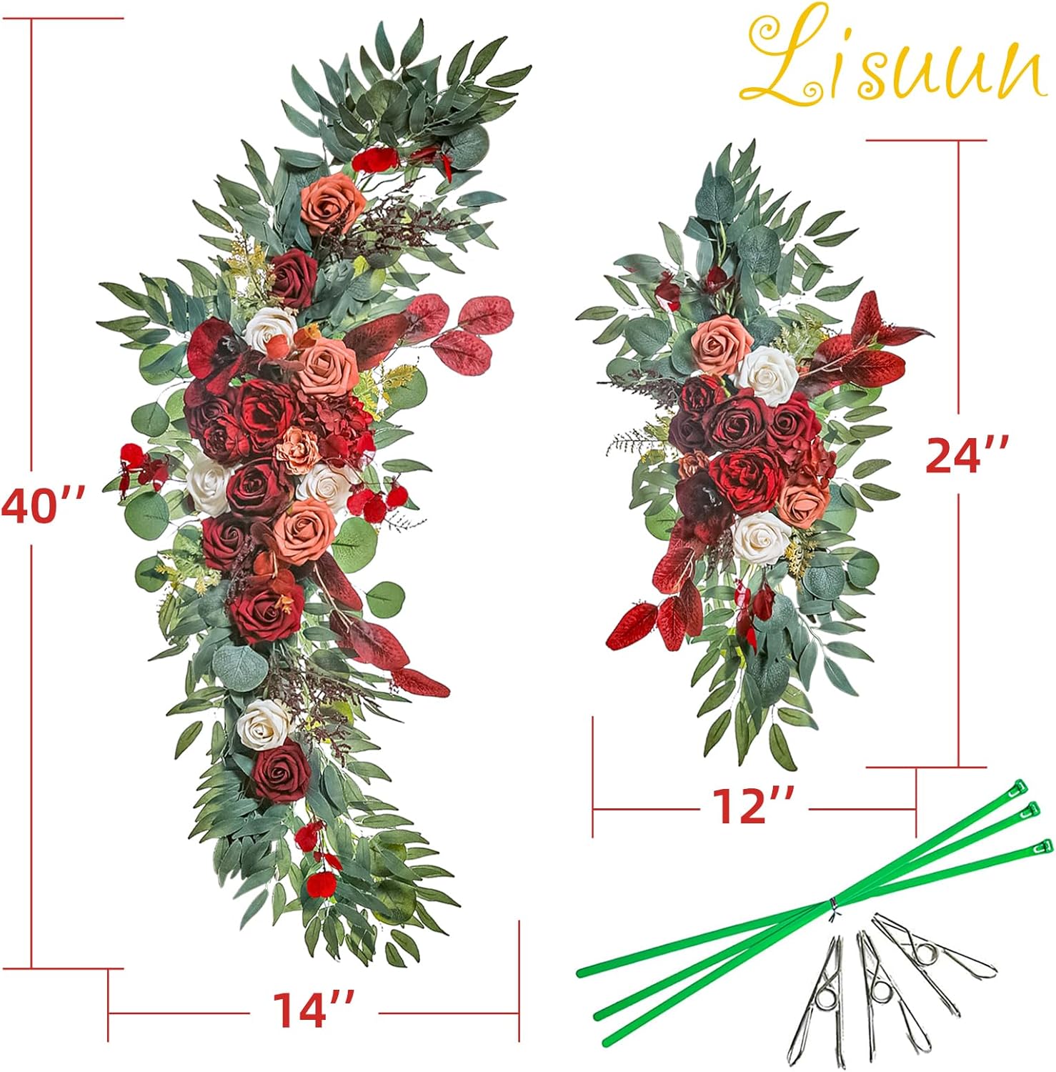 Boho Wedding Arch Artificial Flower Swag - Pack of 2