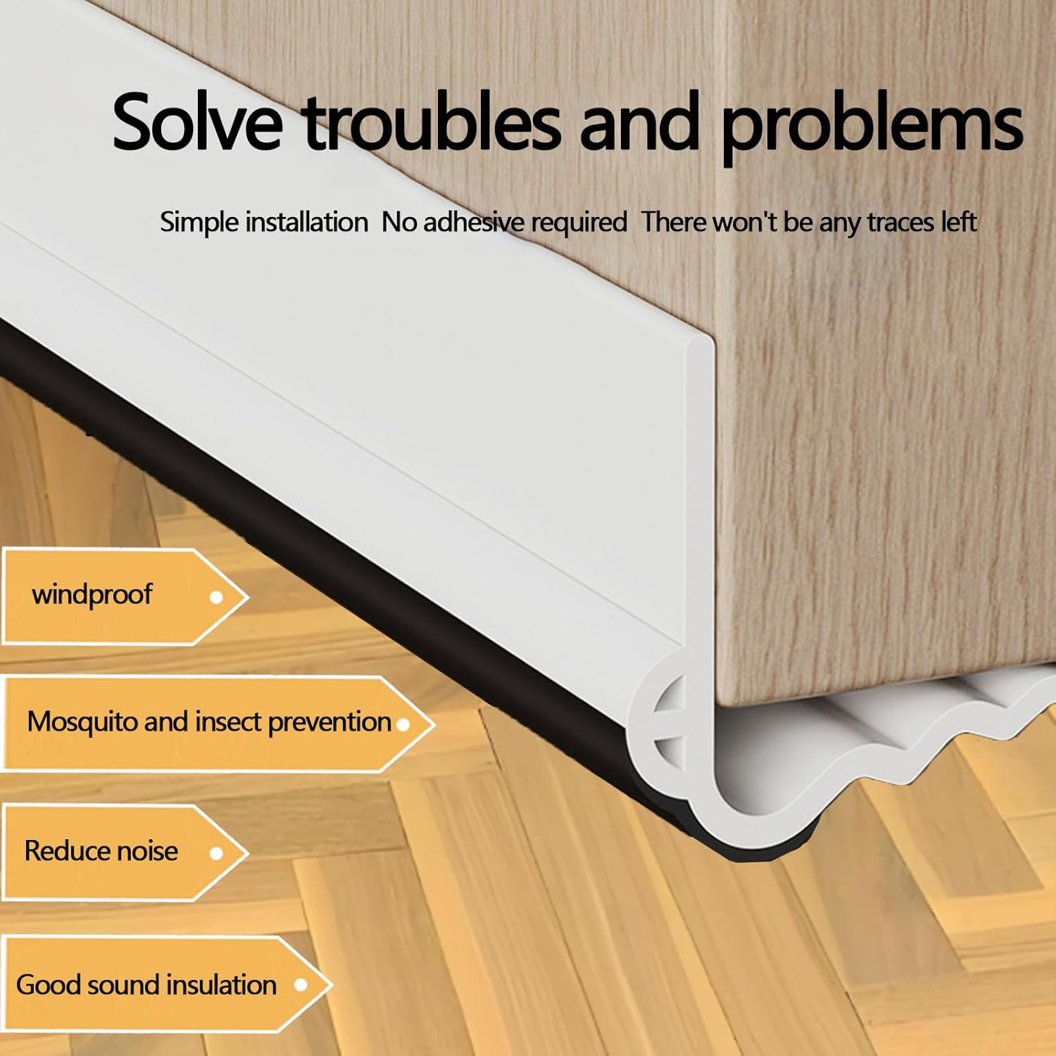 Door Draft Stopper 39 Inch Adjustable Heavy Duty Weather Stripping Seal