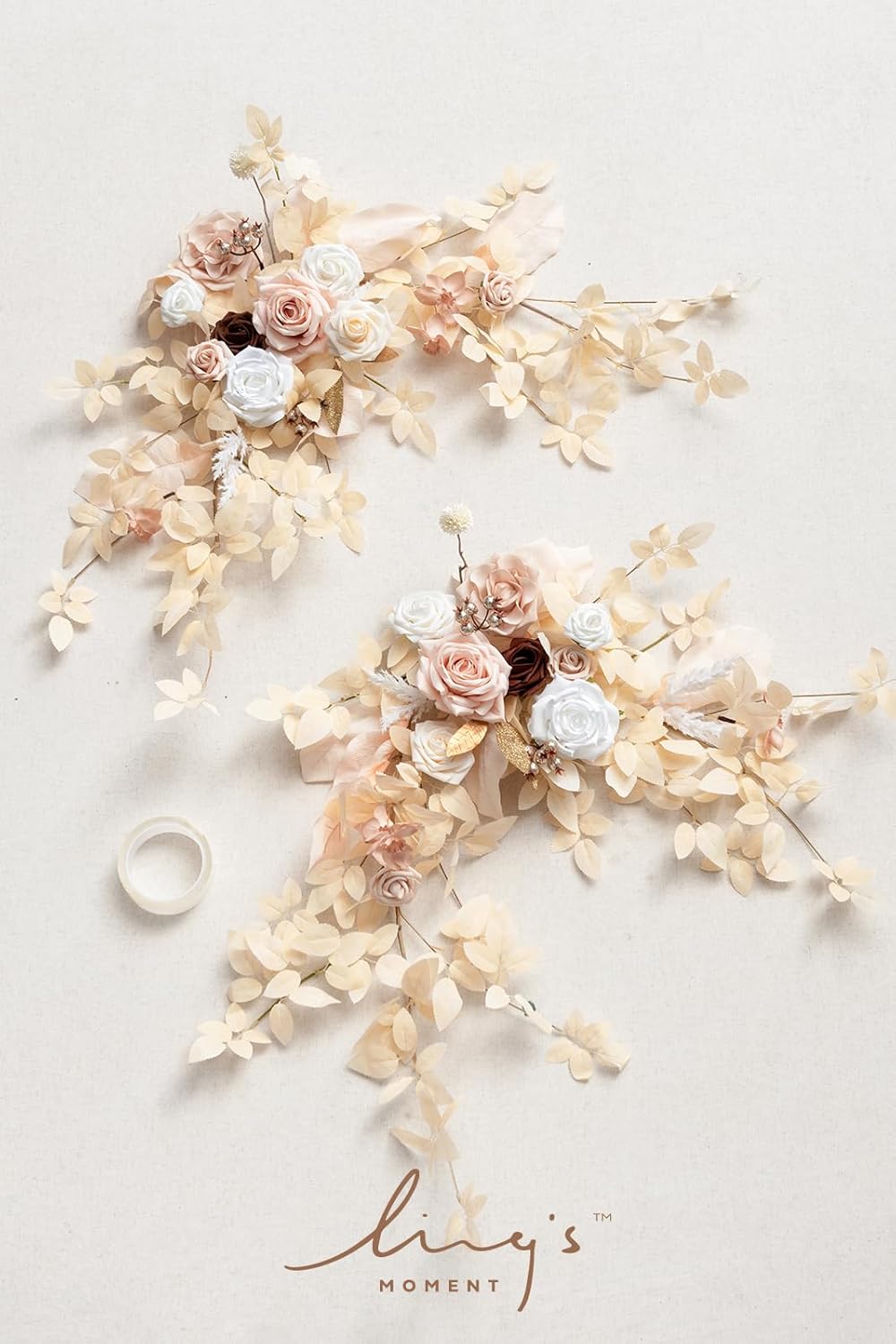 Lings Moment 2PCS White Beige Artificial Floral Swags Centerpieces