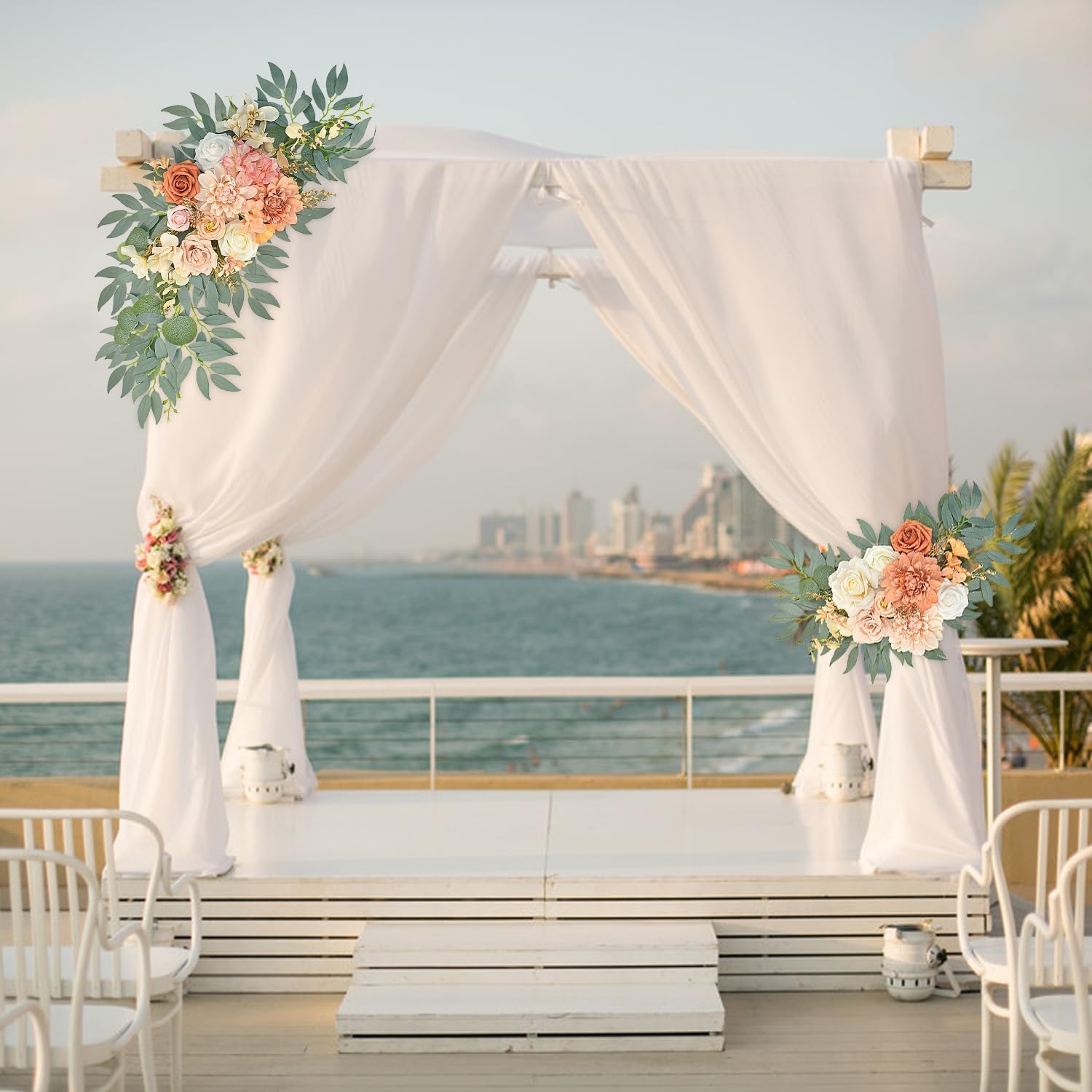 Burnt Orange Artificial Wedding Arch Flowers Set of 2