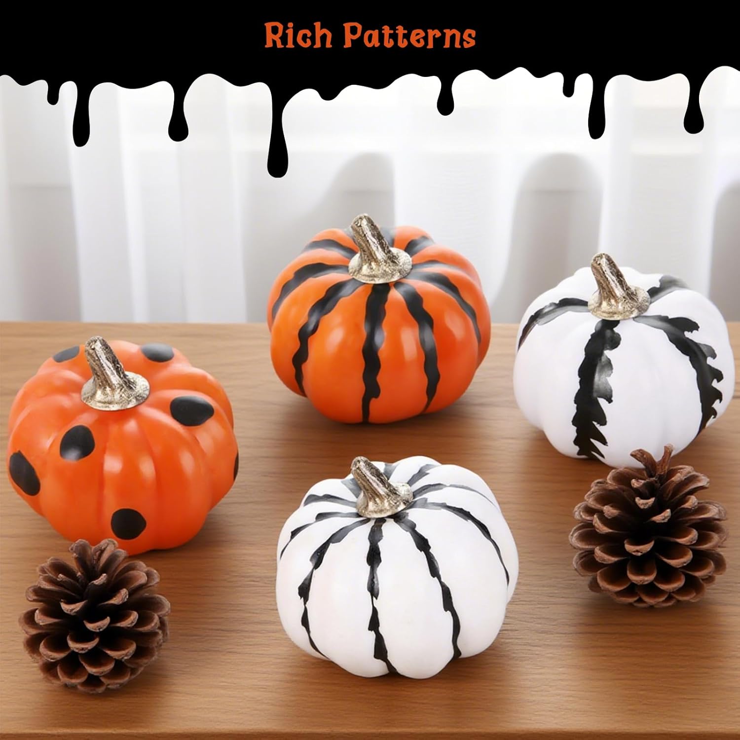 LuckyEra Fall Decor 6Pcs Realistic Foam Pumpkins