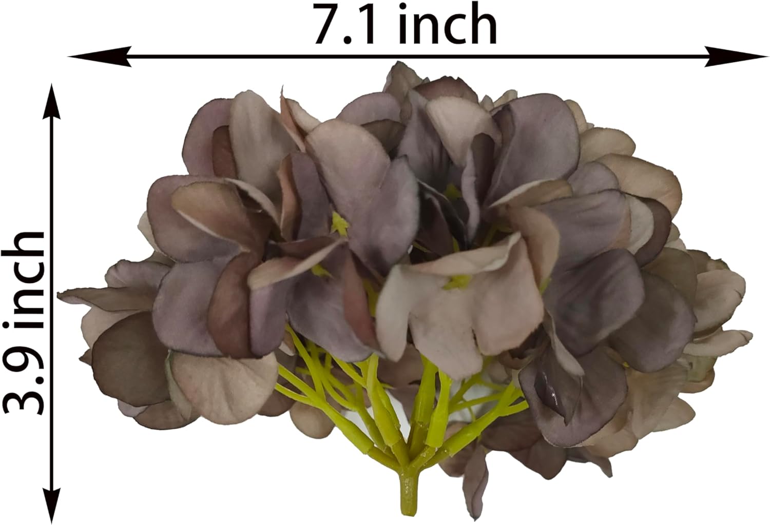 71 Inch Coffee Hydrangea Artificial Flowers Heads 10 Pcs