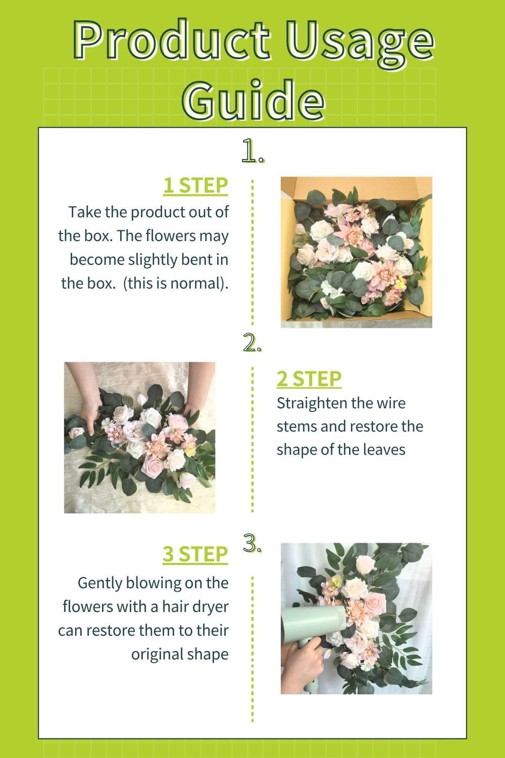 Wedding Sign Faux Flower Swag Pack of 2 Pink Decor