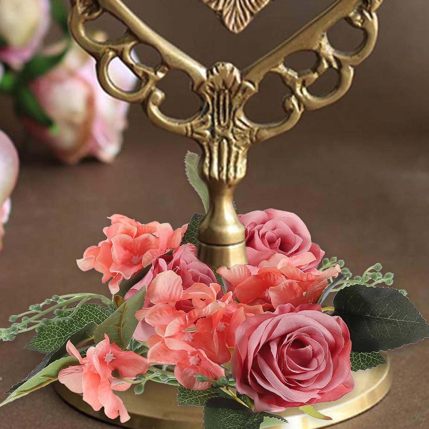 PRETYZOOM 3PCS Artificial Rose Candle Wreaths