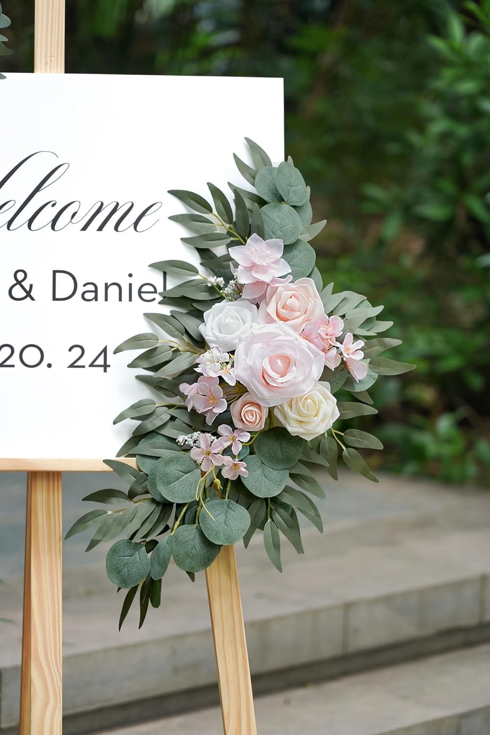 Pink Ivory Artificial Wedding Flower Set of 2 for Welcome Arch
