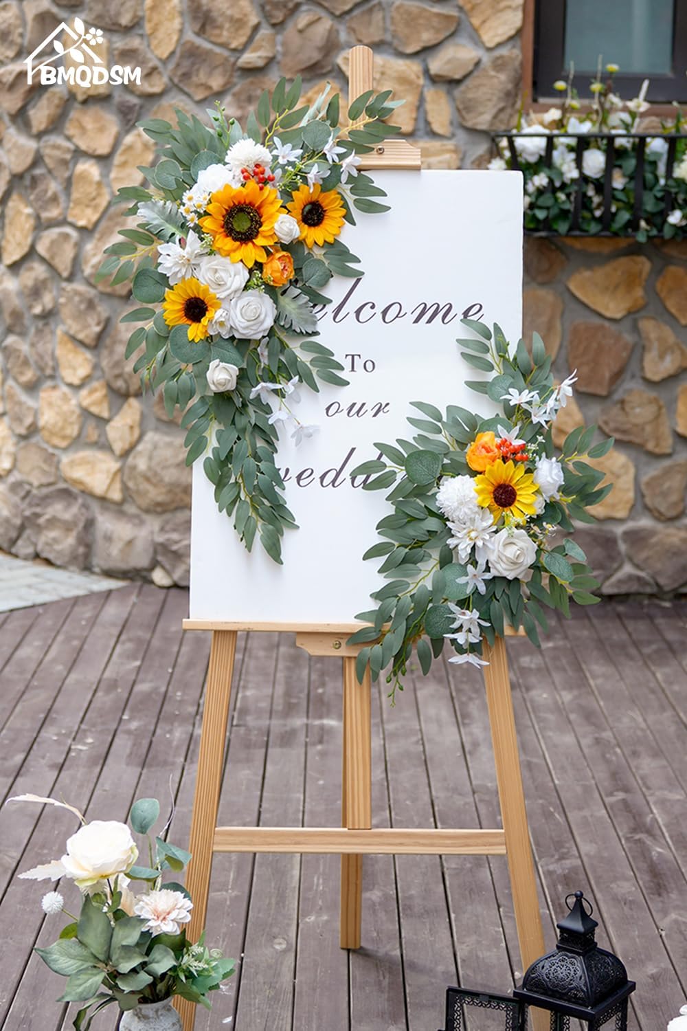 BMQDSM Wedding Arch Faux Flowers Set of 2