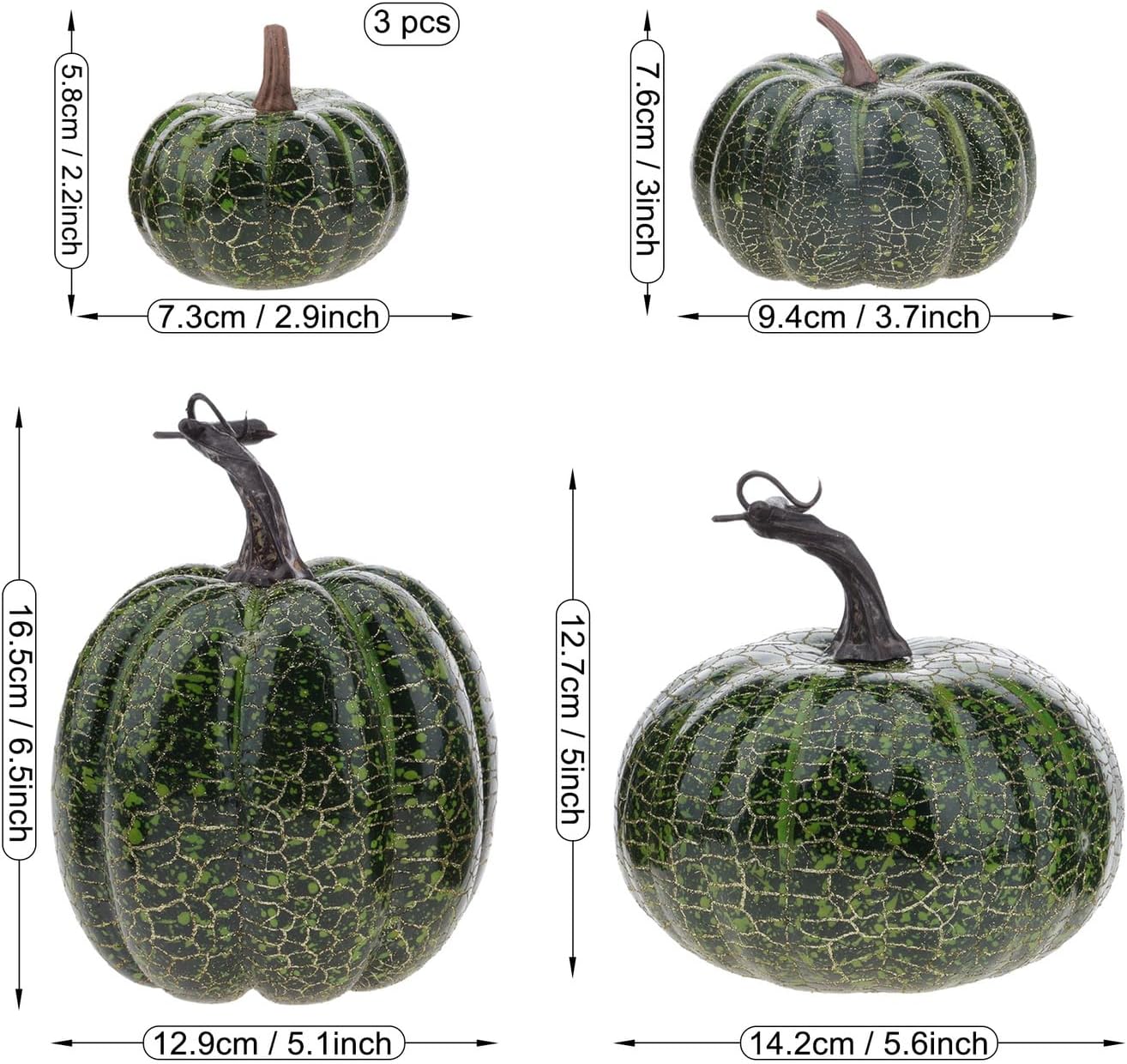 6 Pcs Realistic Fake Halloween Pumpkin Decorations Green
