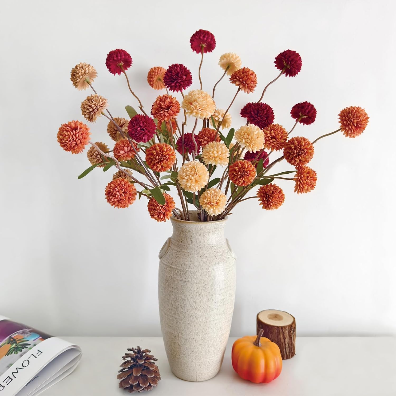 Fall Flowers Artificial 10 Pcs Fake Mums Decor