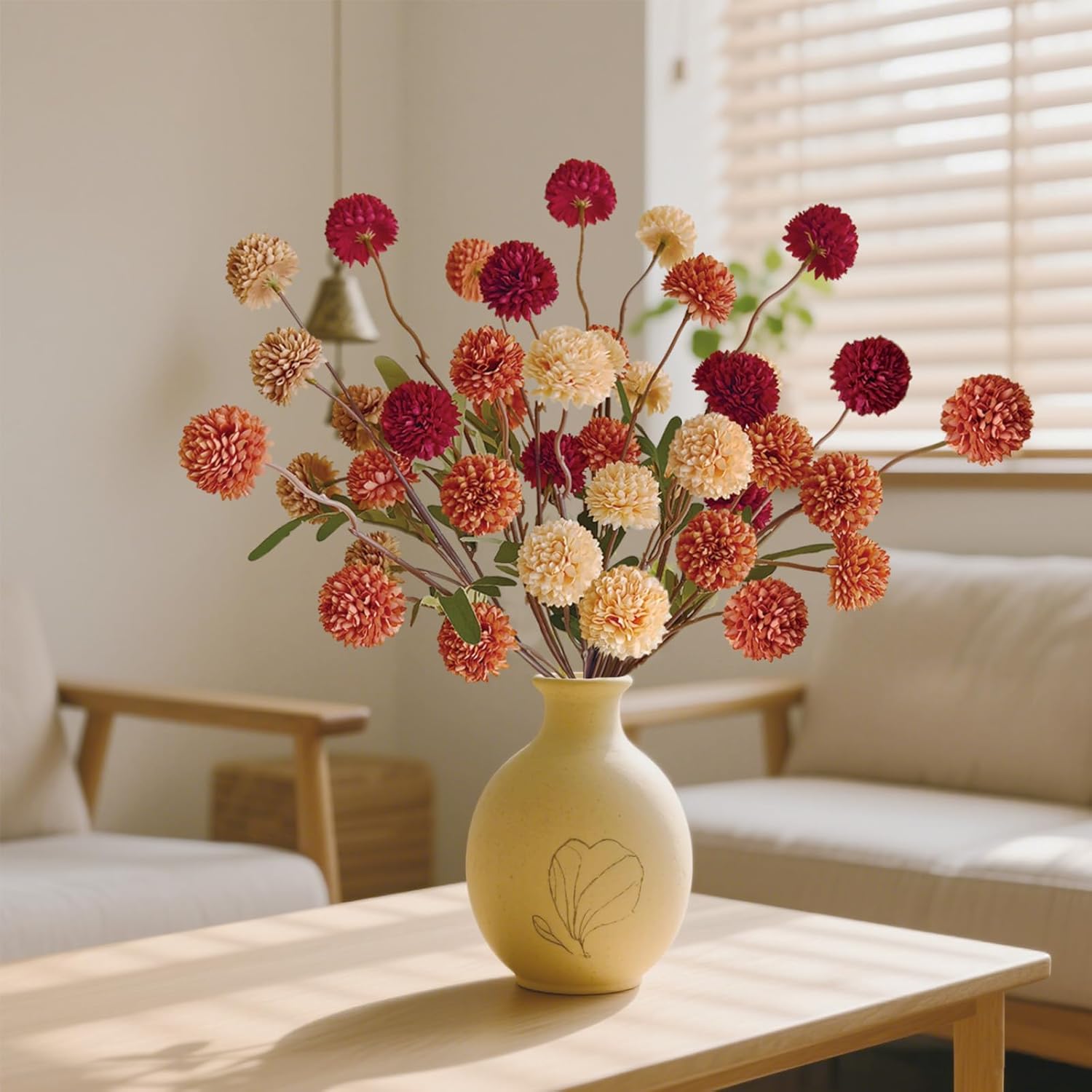 Fall Flowers Artificial 10 Pcs Fake Mums Decor