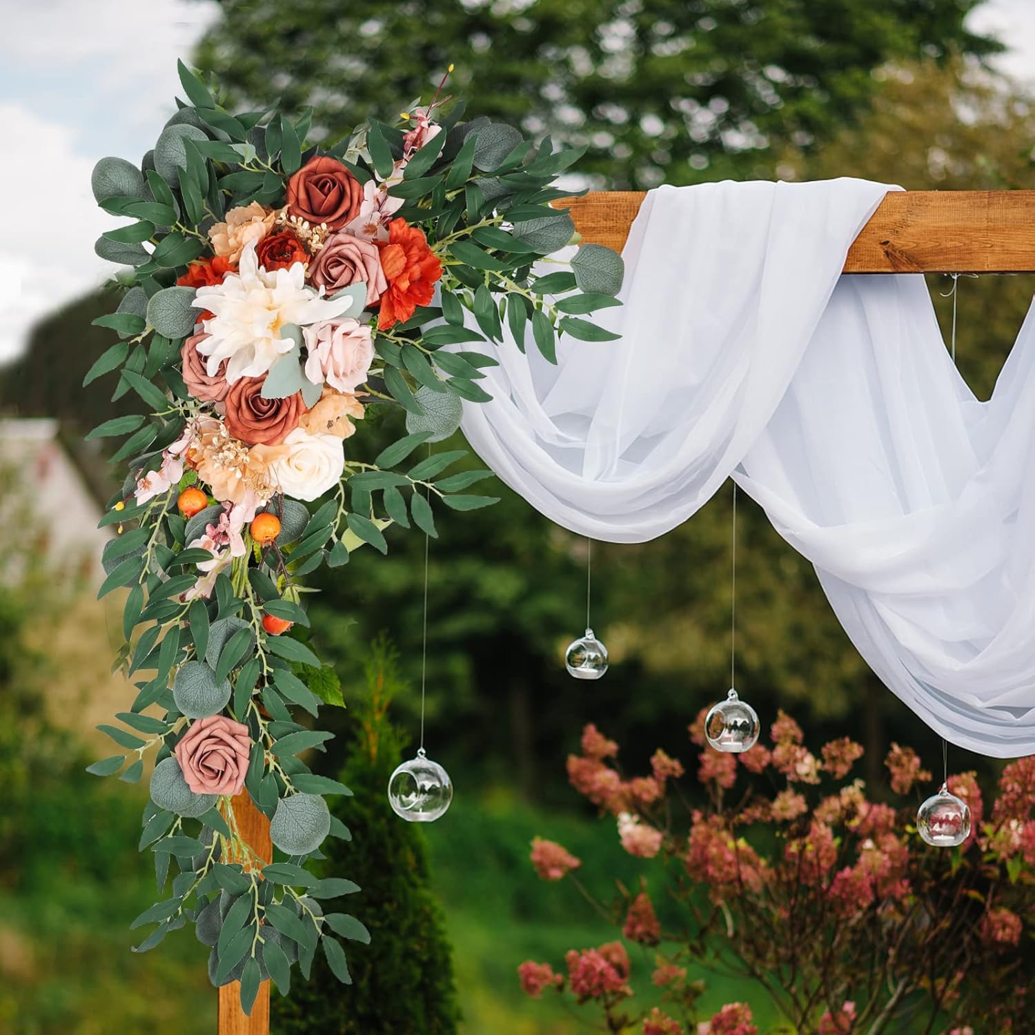 Emivery Artificial Wedding Arch Flowers Kit for Decor