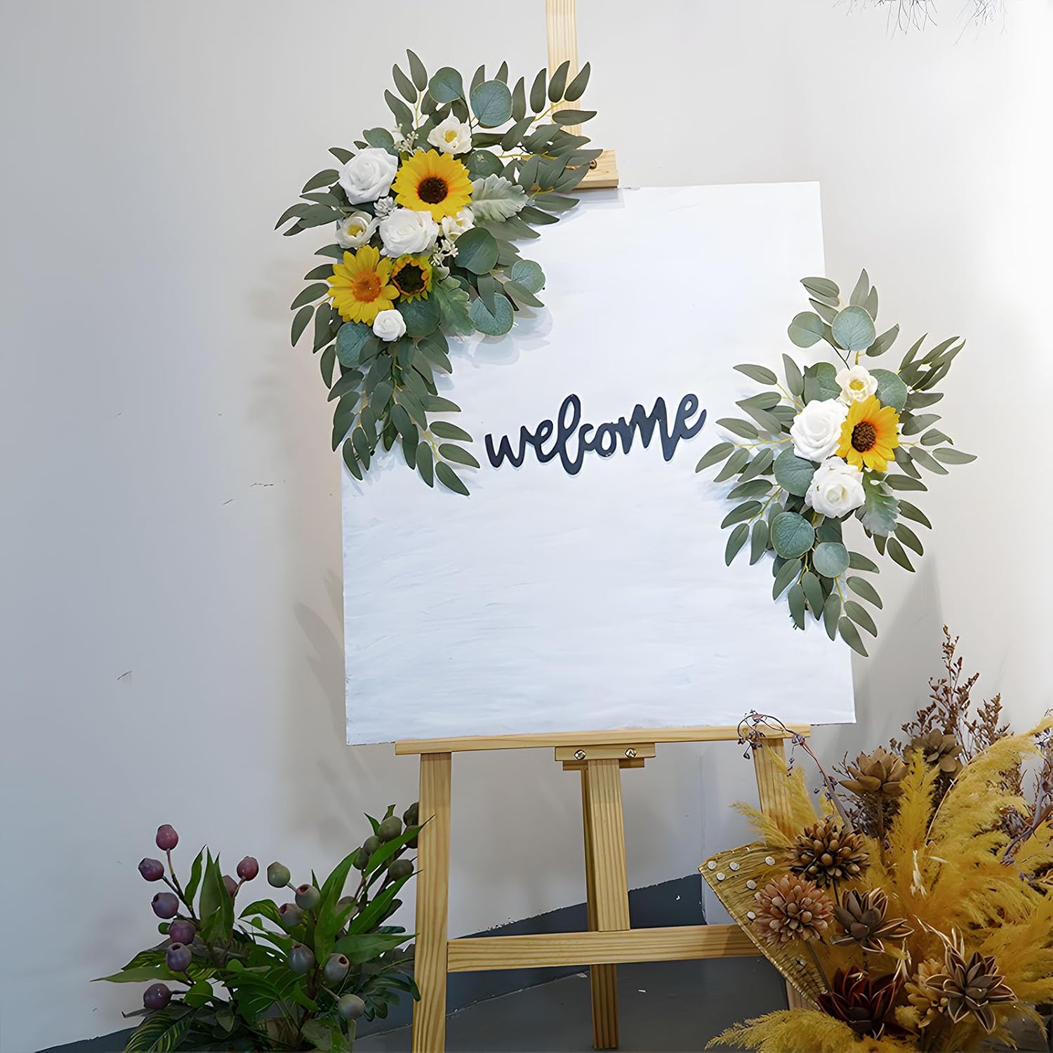 ZEBMOON Sunflower Wedding Arch Decor Swag Set of 2