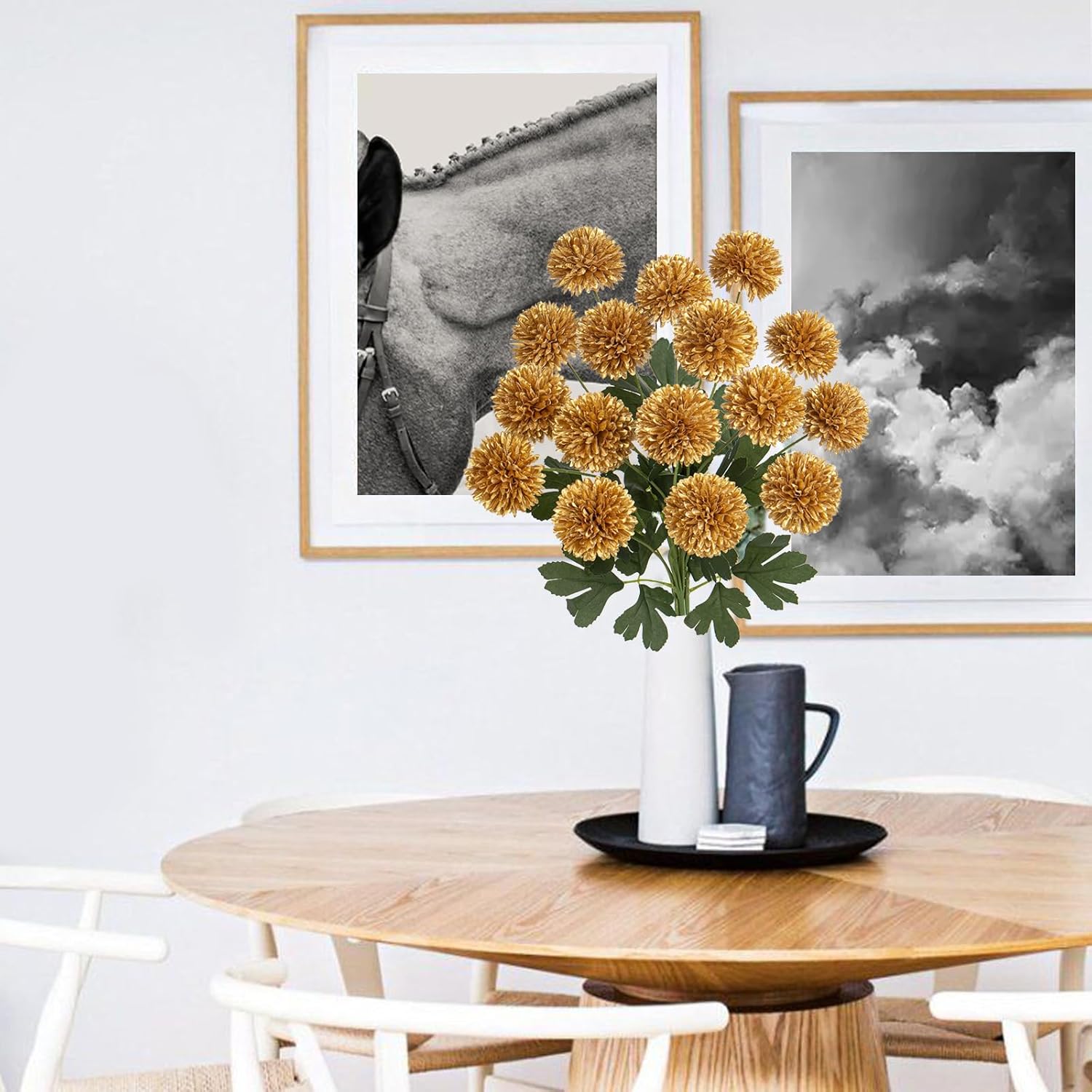 DILATATA 23 Inch Tall Chrysanthemum Artificial Flowers 4 Pack