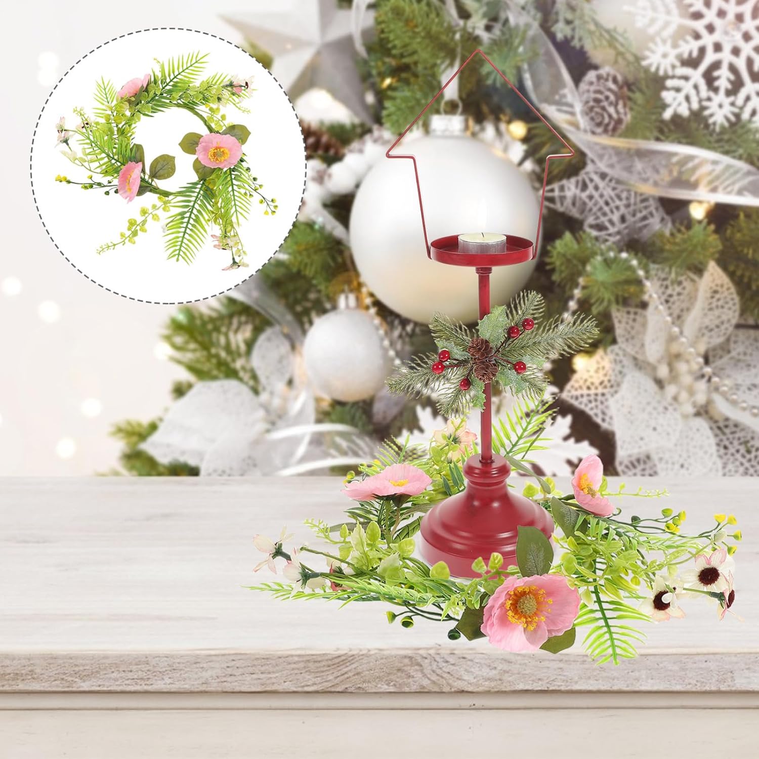 MAGICLULU Artificial Flower Wreath for Candles
