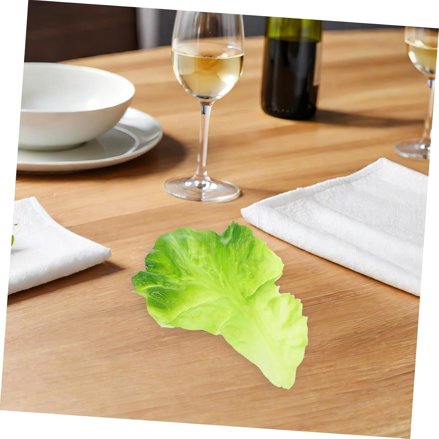VICASKY 4pcs Artificial Lettuce Leaves Realistic Kitchen Decor